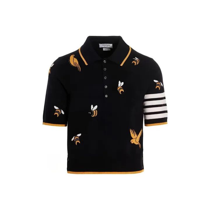 Thom Browne Thom Browne Short Sleeve Bee Embroidered Polo 0079 Size US S / EU 44-46 / 1 - 1 Thumbnail