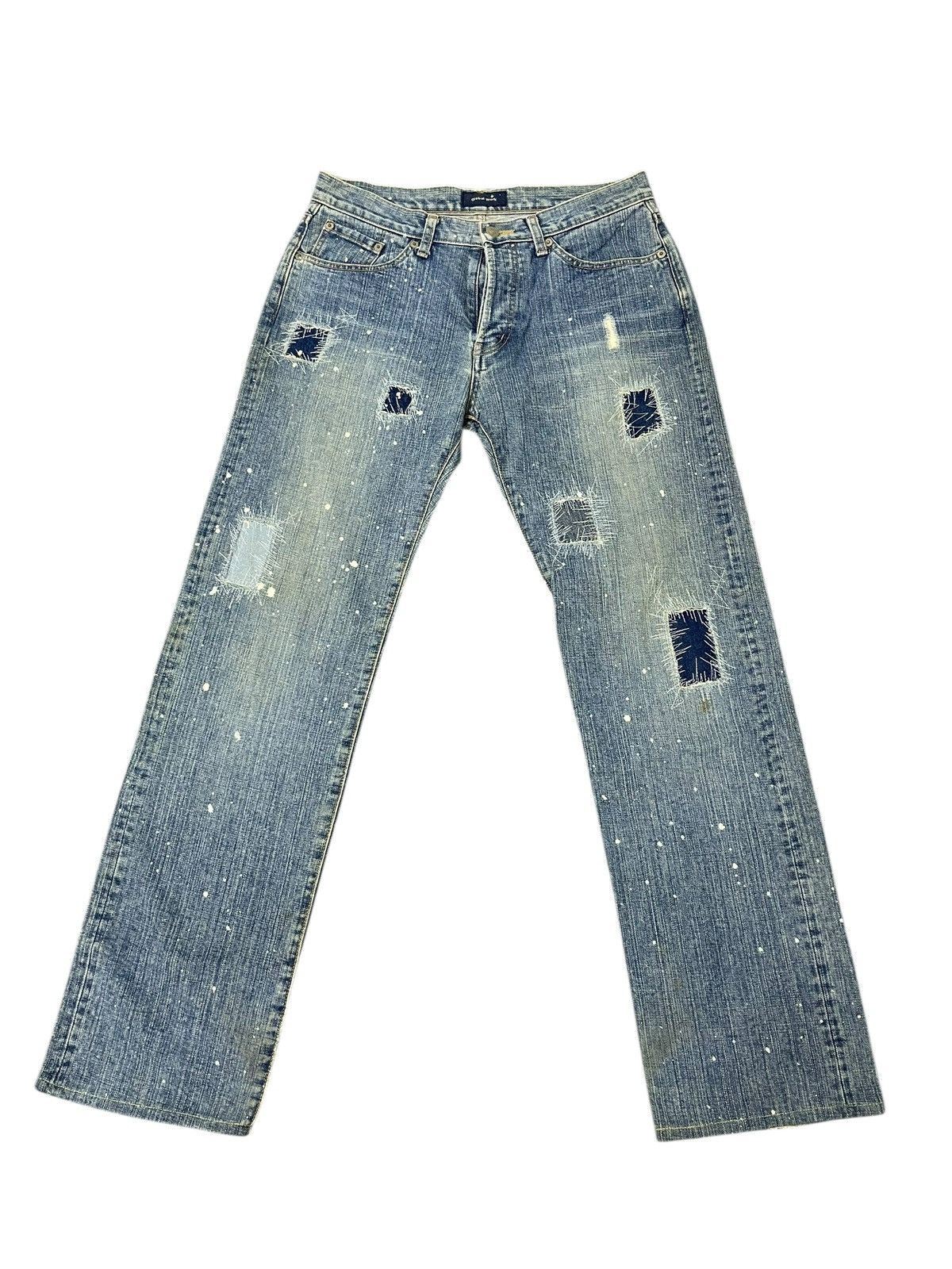 Japanese Brand Patchwork Jeans Global Work Painted Regular 3🟦8 Size US 32 / EU 48 - 1 Thumbnail