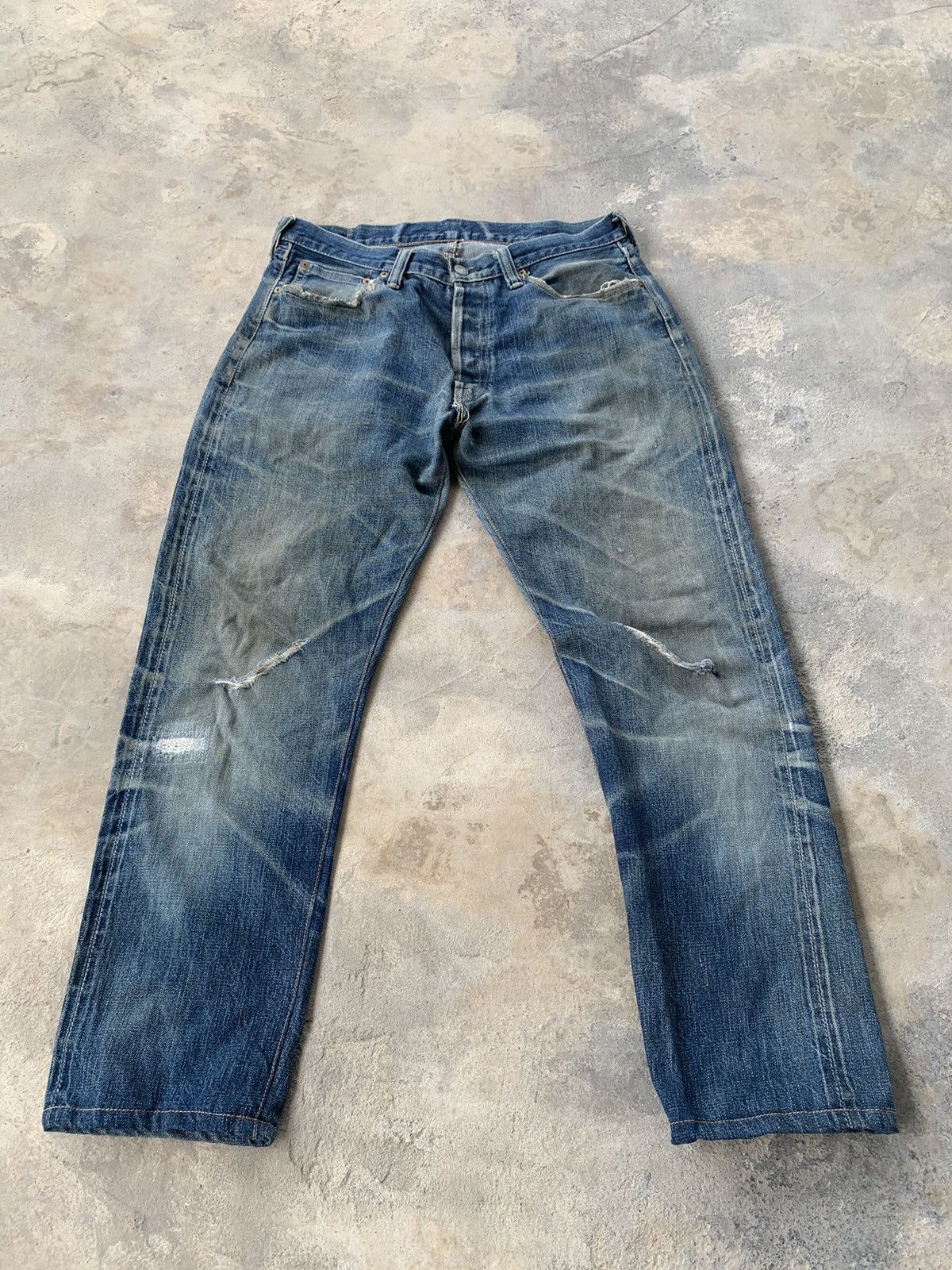 Full Count & Co. Vintage Full Count 0105 Selvedge Distressed Denim Size US 31 - 7 Thumbnail