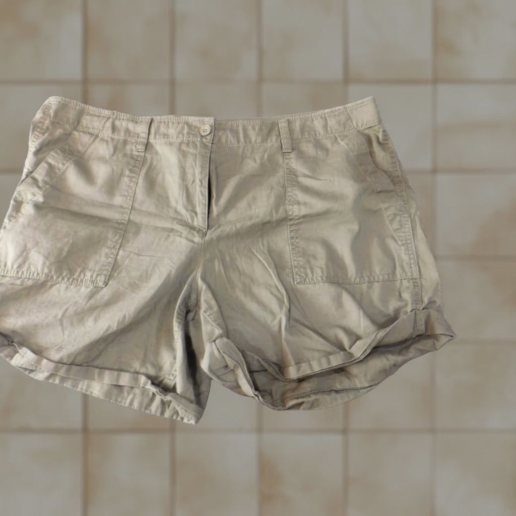 Loft LOFT Ann Taylor Womens Shorts 14 Green Cargo Flat Front Zip Classic Casual Knit Cotton Regular Mid Rise Flower Comfort Stretch Womens Size 26" / US 2 / IT 38 - 1 Thumbnail