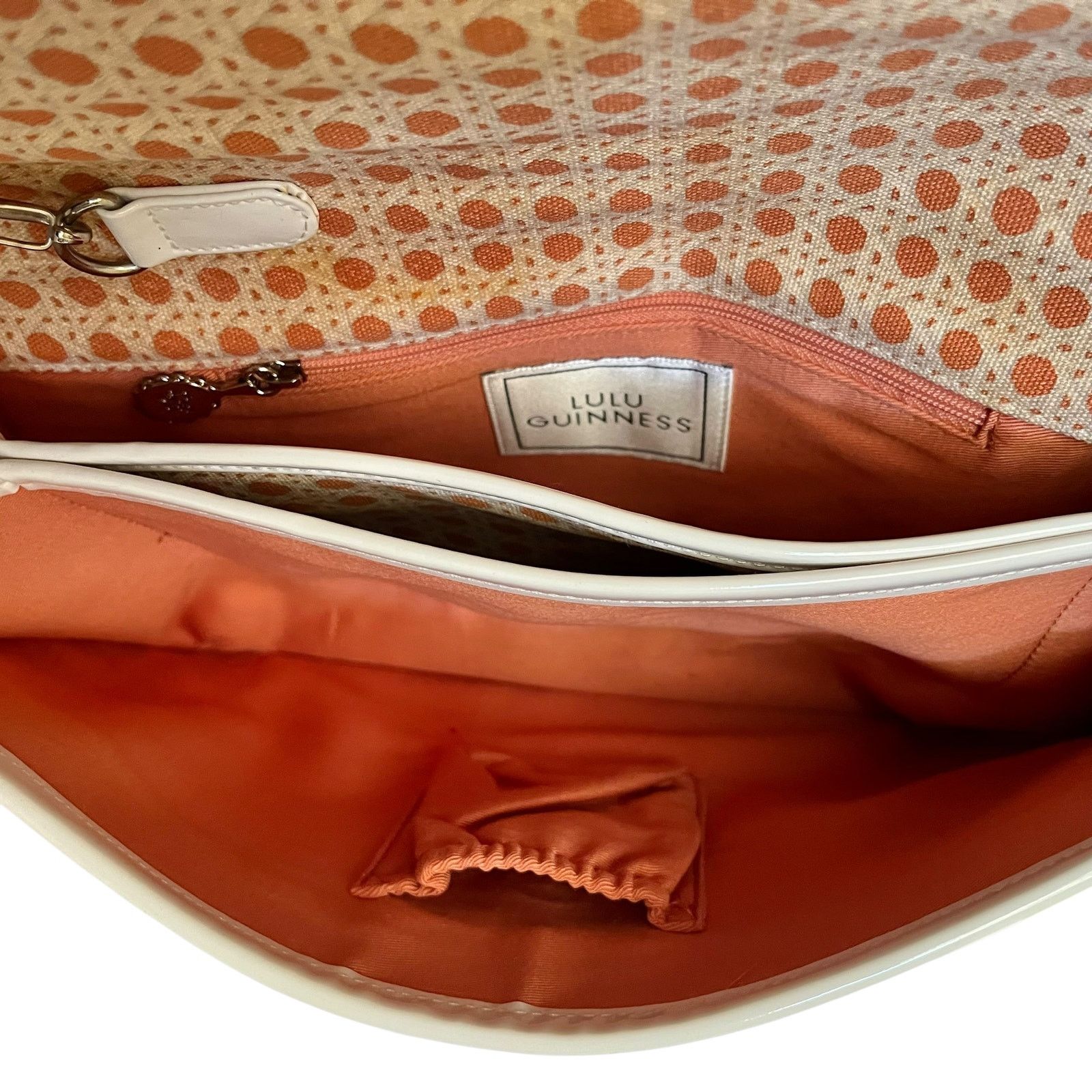 Vintage Lulu Guinness Lattice Print Coral White Wristlet Clutch Bag Size ONE SIZE - 6 Thumbnail
