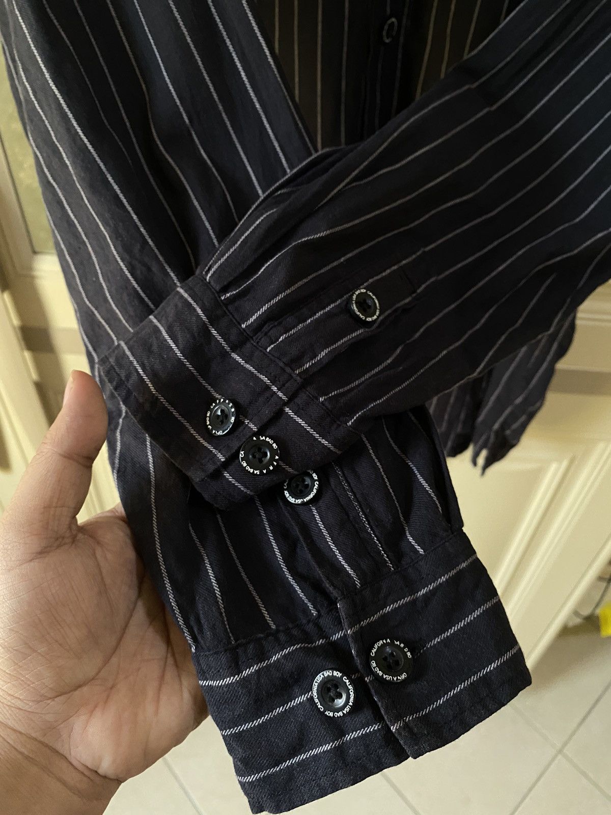 If Six Was Nine 2000s BADBOY CALIFORNIA USA STRIPE BUTTON UP SHIRT - LGB Size US XXL / EU 58 / 5 - 5 Thumbnail