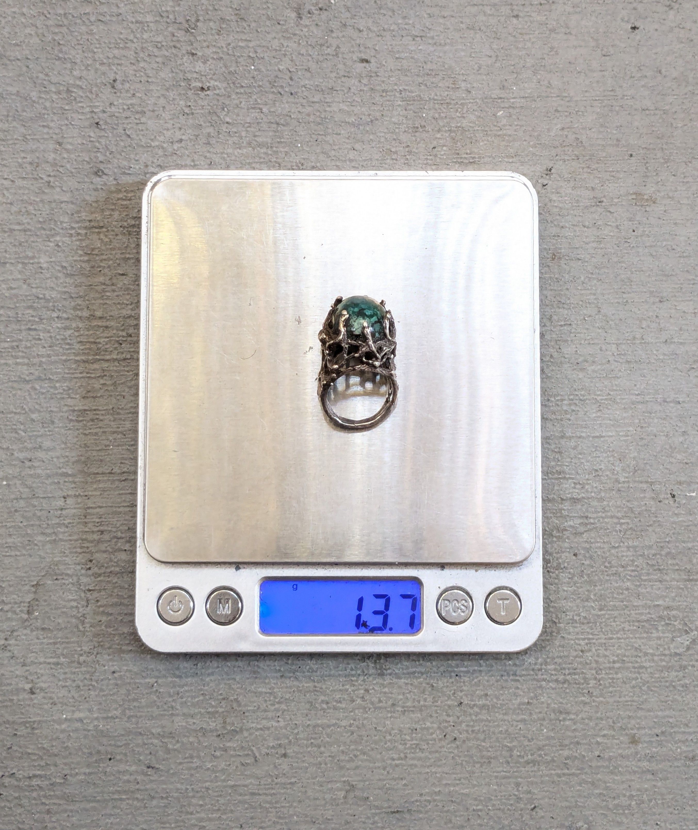Other Vintage Sterling Silver Ring Chysocolla Brutalist Modern Size ONE SIZE - 16 Thumbnail