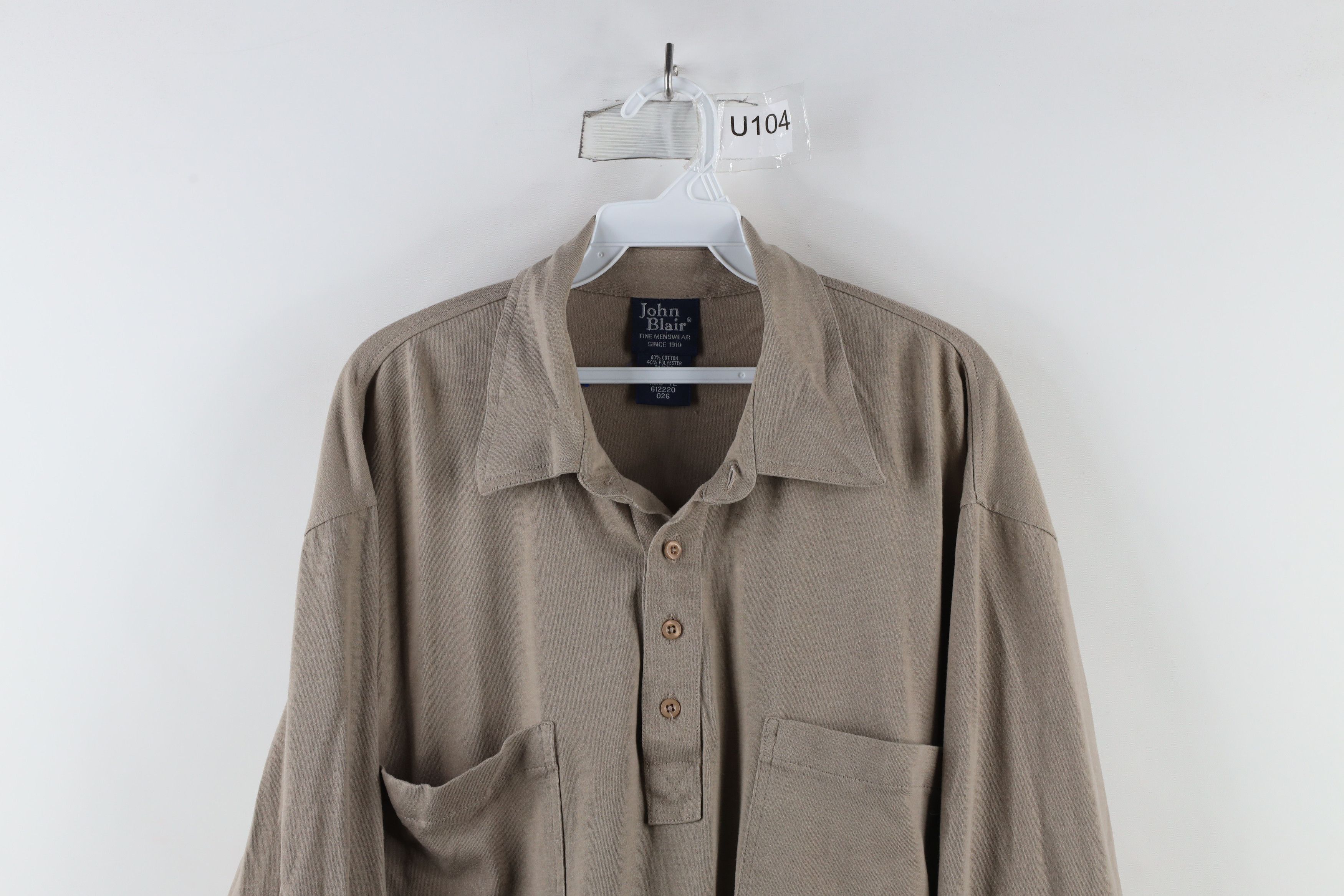 Vintage Vintage 90s Streetwear Collared Pullover Polo Shirt Beige Size US XL / EU 56 / 4 - 2 Thumbnail