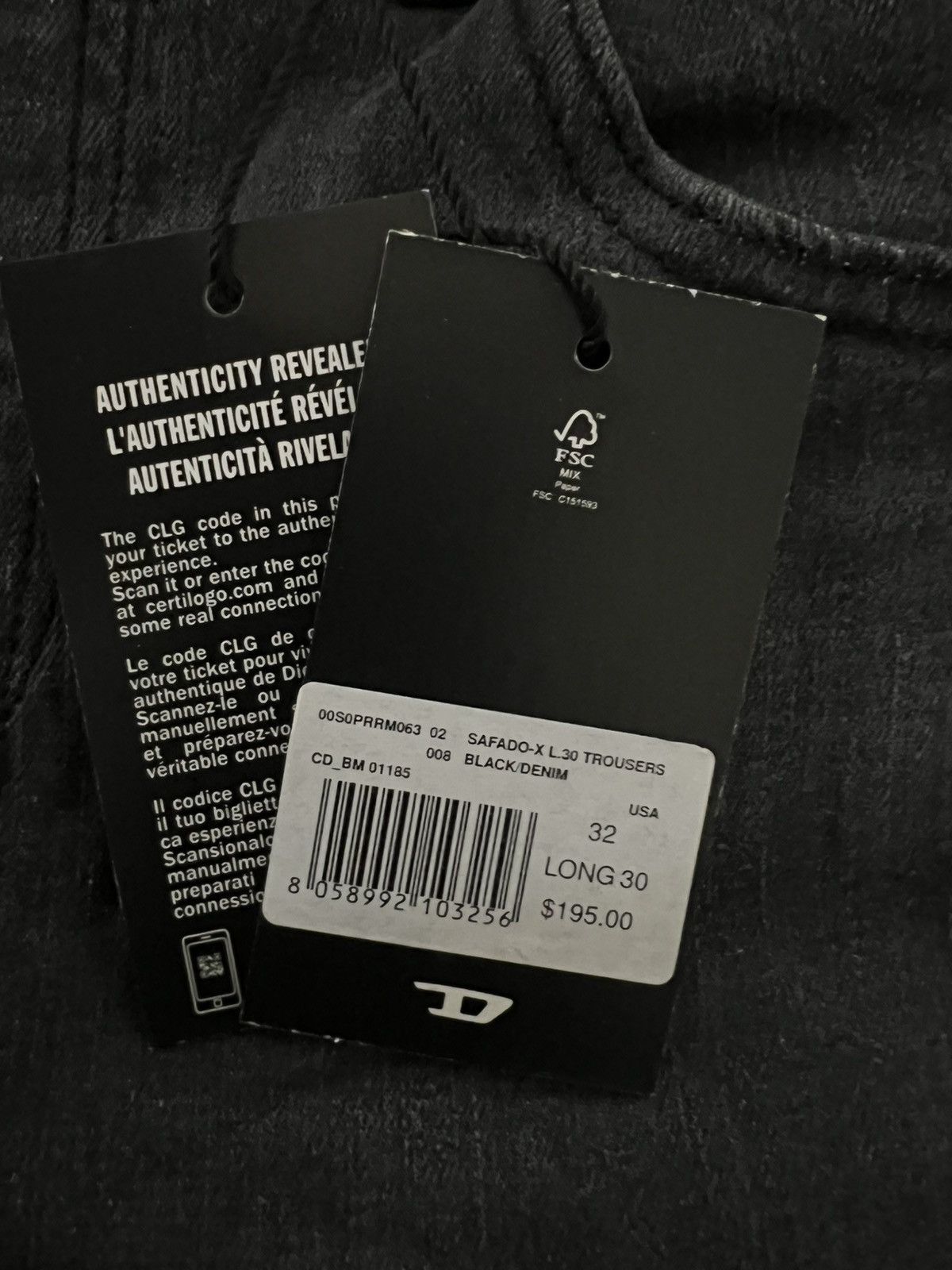 Diesel Diesel Mens Safado Straight Jeans RM063 Black Size 32/30 Size US 32 / EU 48 - 7 Thumbnail