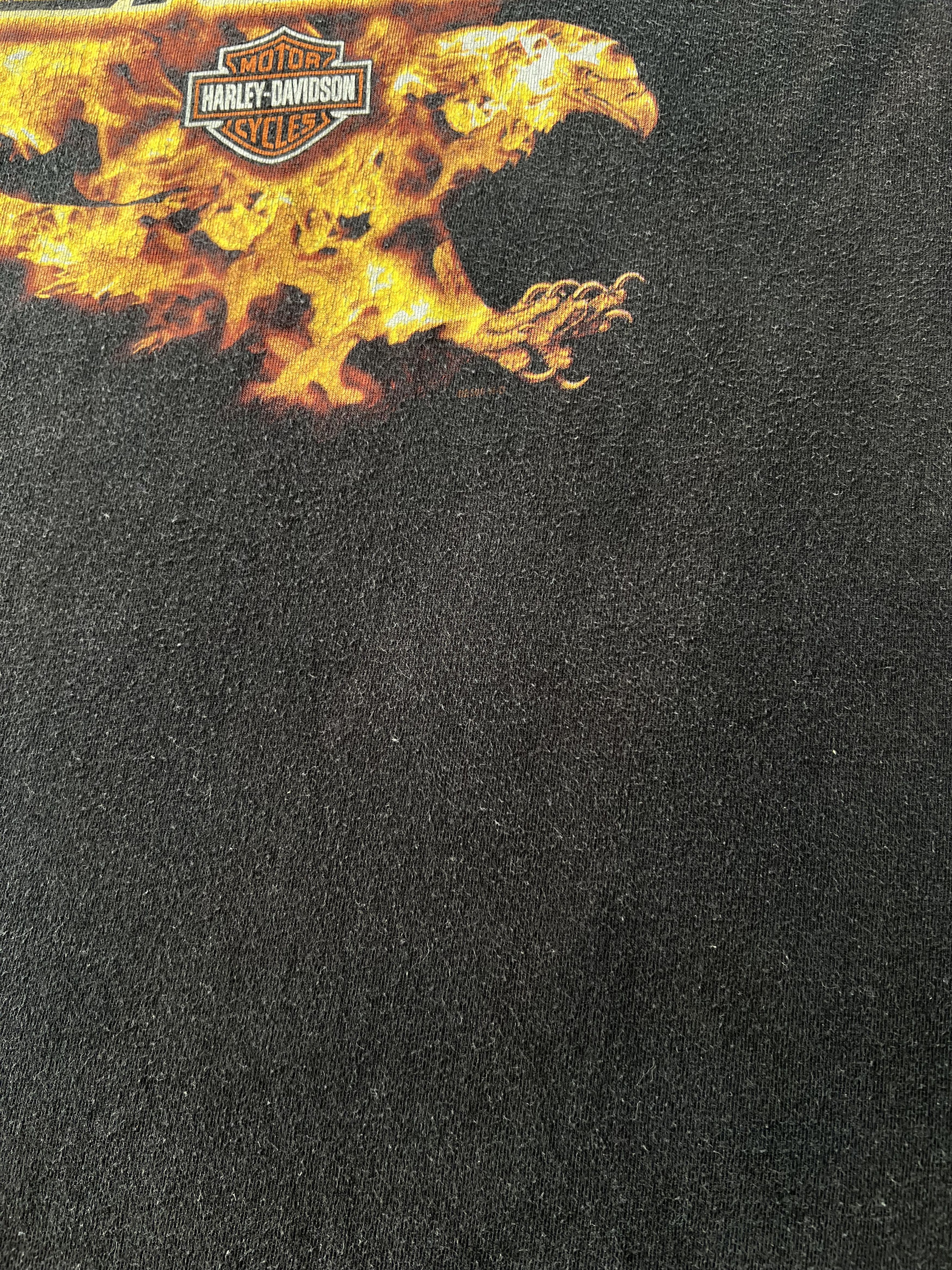 Harley Davidson Vintage 2006 Harley Davidson Eagle Fire Flame Black T-shirt Size US L / EU 52-54 / 3 - 9 Thumbnail