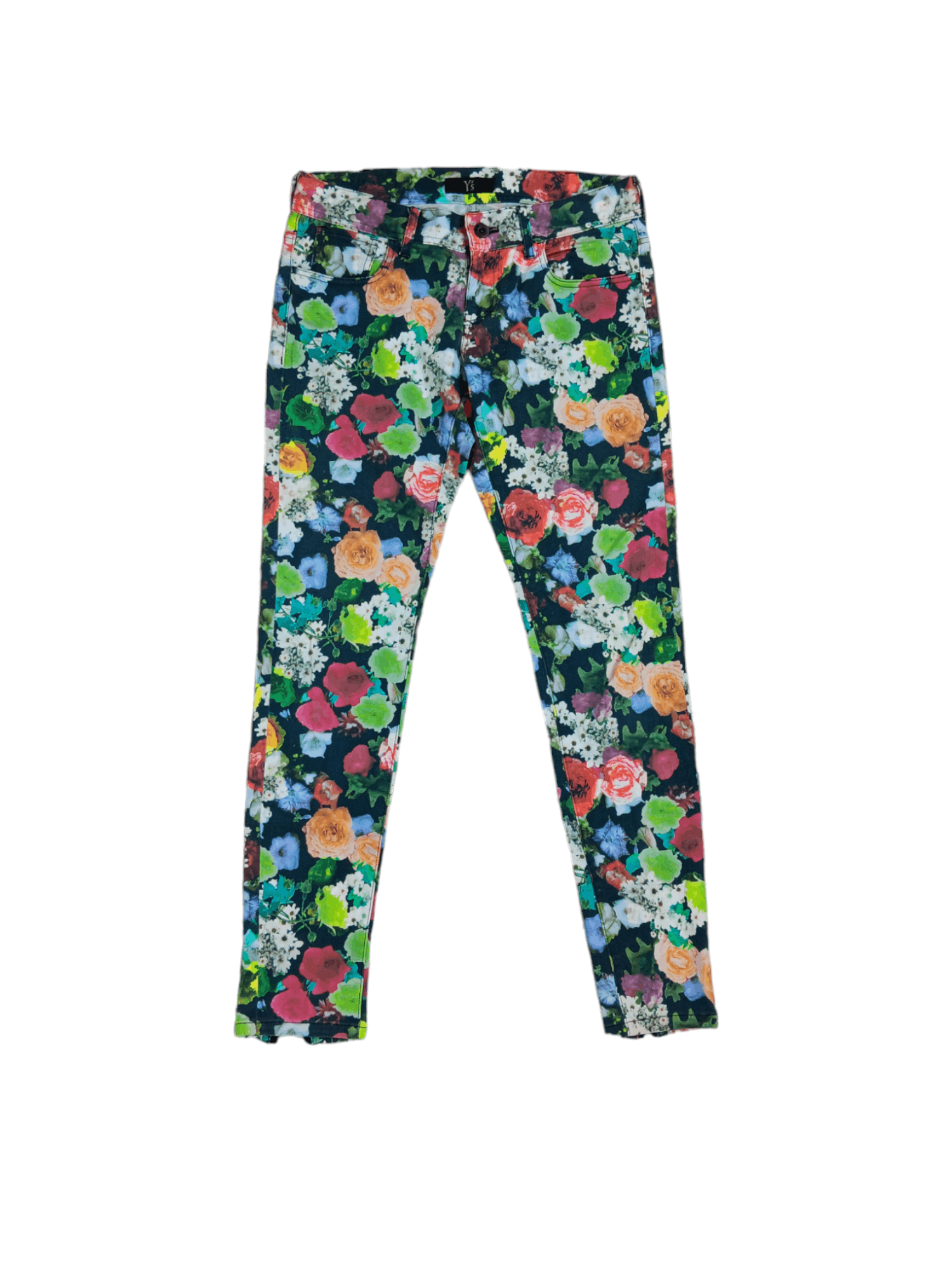 image of Y's By Yohji Yamamoto Floral Pattern Slim Pants, Women's (Size 26)