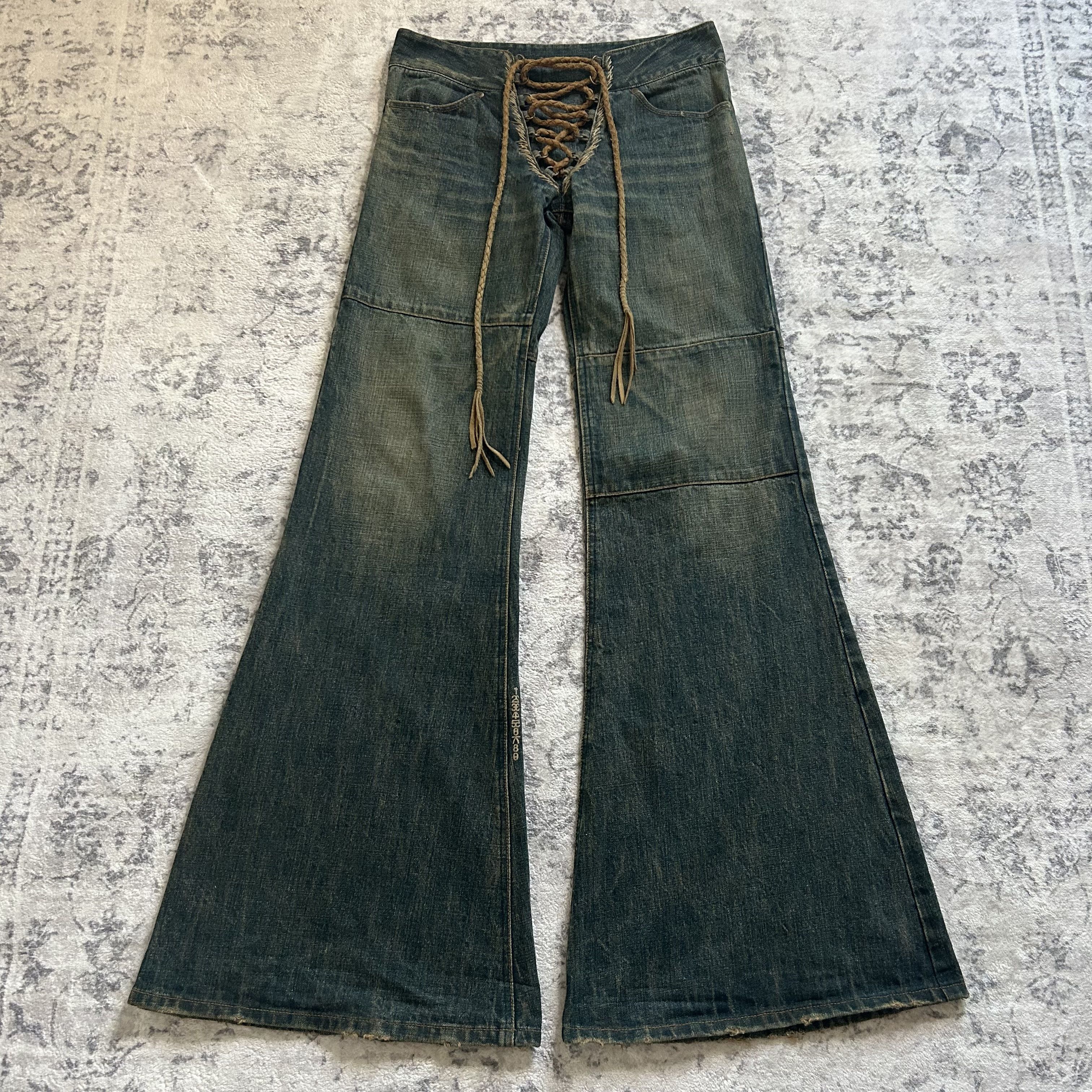 Pre-owned If Six Was Nine X Le Grande Bleu L G B If Six Was Nine Lace-up Bell Bottom Jeans In Blue
