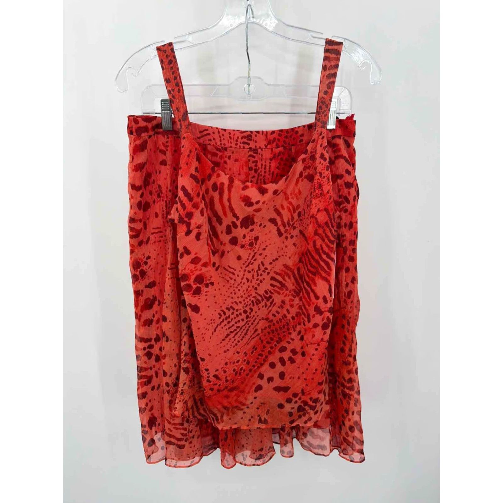 VINTAGE Lafayette 148 Orange Size 8 Printed A-Line Skirt Set