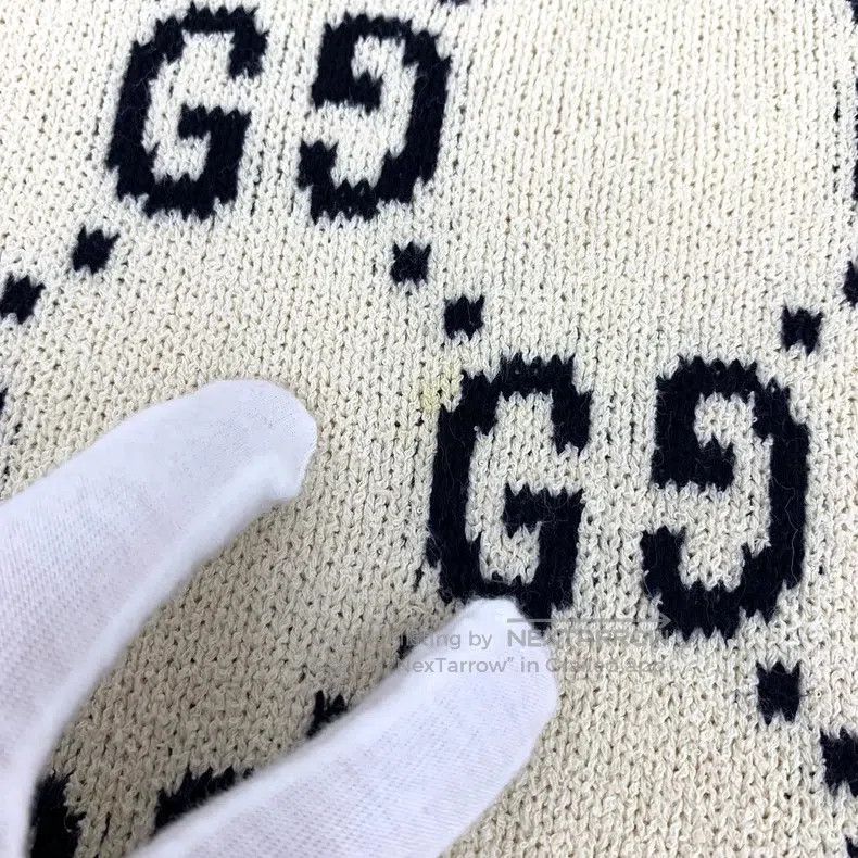 Gucci Gucci Beige logo jacquard full print cotton round neck lon Size S / US 4 / IT 40 - 8 Thumbnail