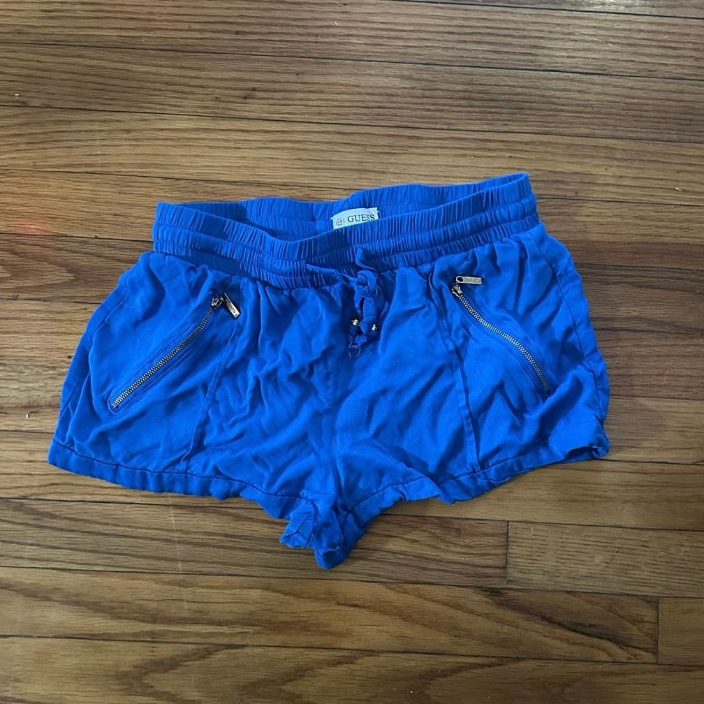 Guess Guess Blue Drawstring Shorts with Zipper Pockets Size 28" / US 6 / IT 42 - 1 Thumbnail