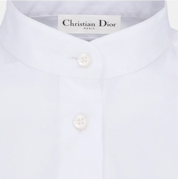 Dior o1w1db10824 Cotton Poplin Long Blouse in White Size XS / US 0-2 / IT 36-38 - 3 Thumbnail