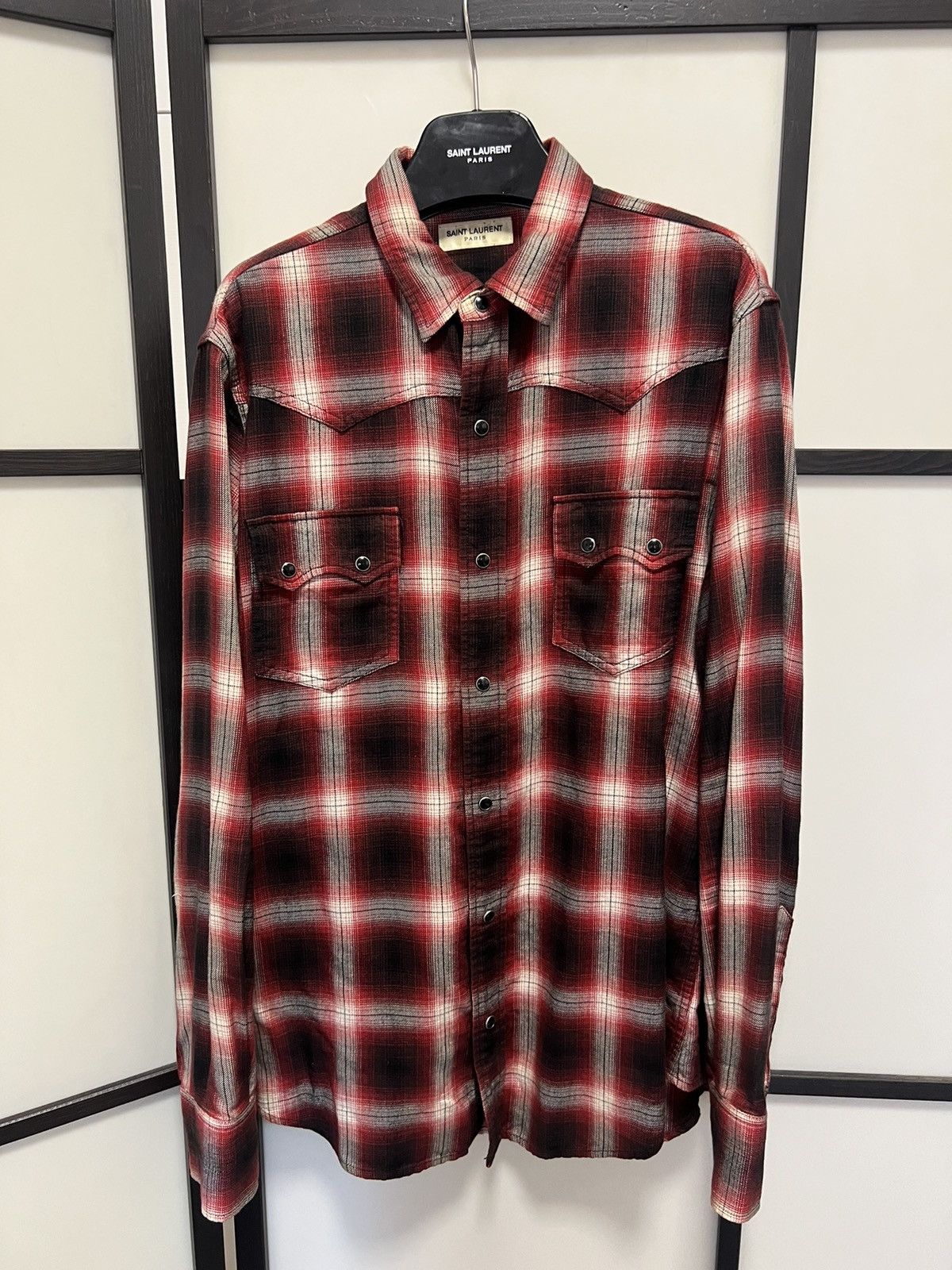 Hedi Slimane Saint Laurent Paris FW16 Nashville Western Plaid Shirt XL Grailed