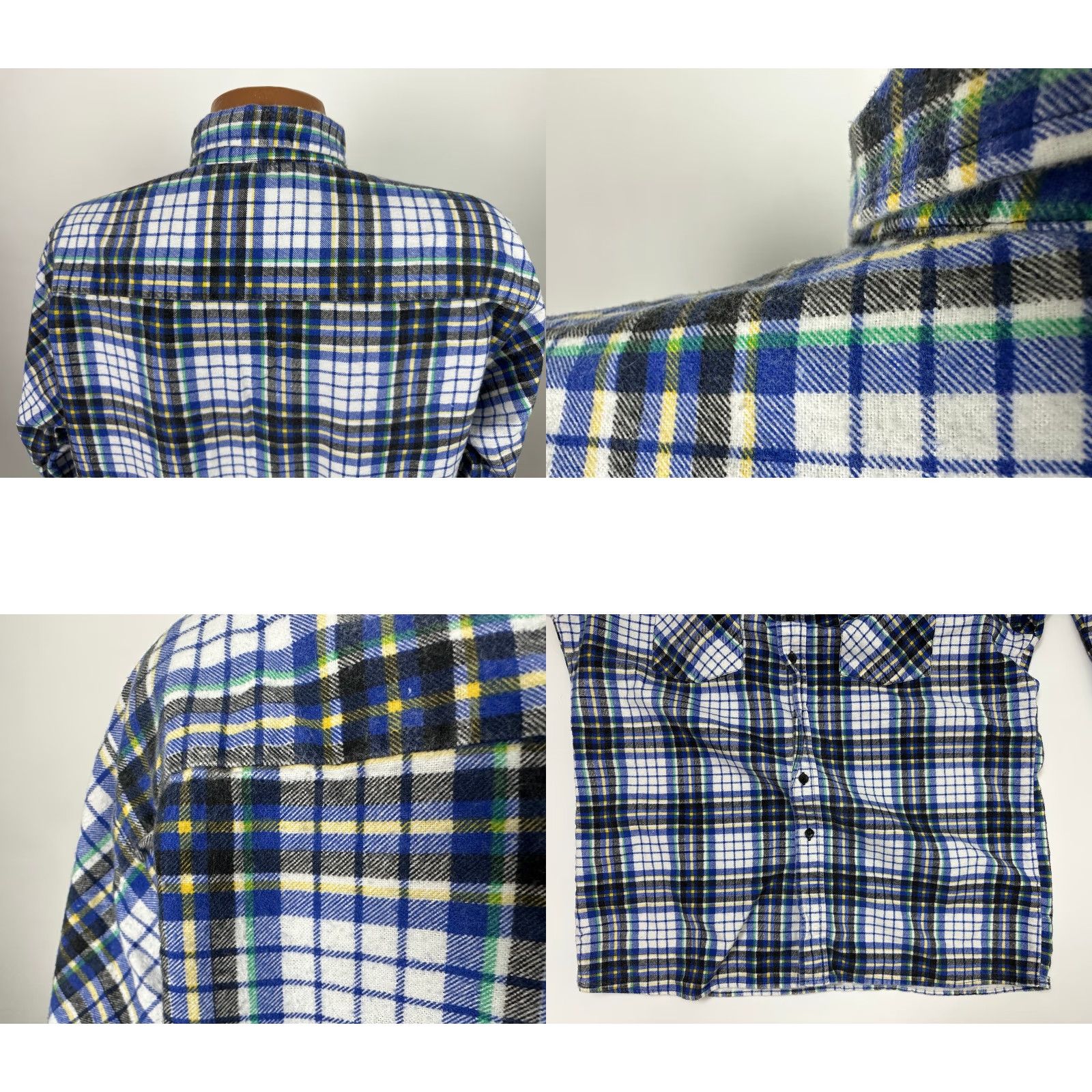 Vintage VINTAGE Saugatuck Flannel Shirt Men Large White Blue Plaid Button-Up Regular Fit 90s Grunge Size US L / EU 52-54 / 3 - 8 Thumbnail