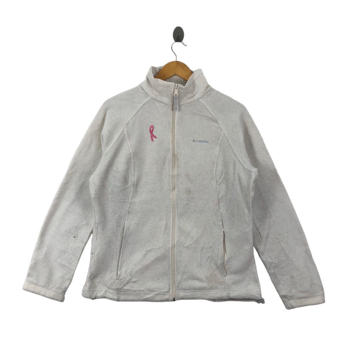 image of Columbia Fleece Jacket Sherpa Outdoor Camping Hiking in White, Women's (Size Large)