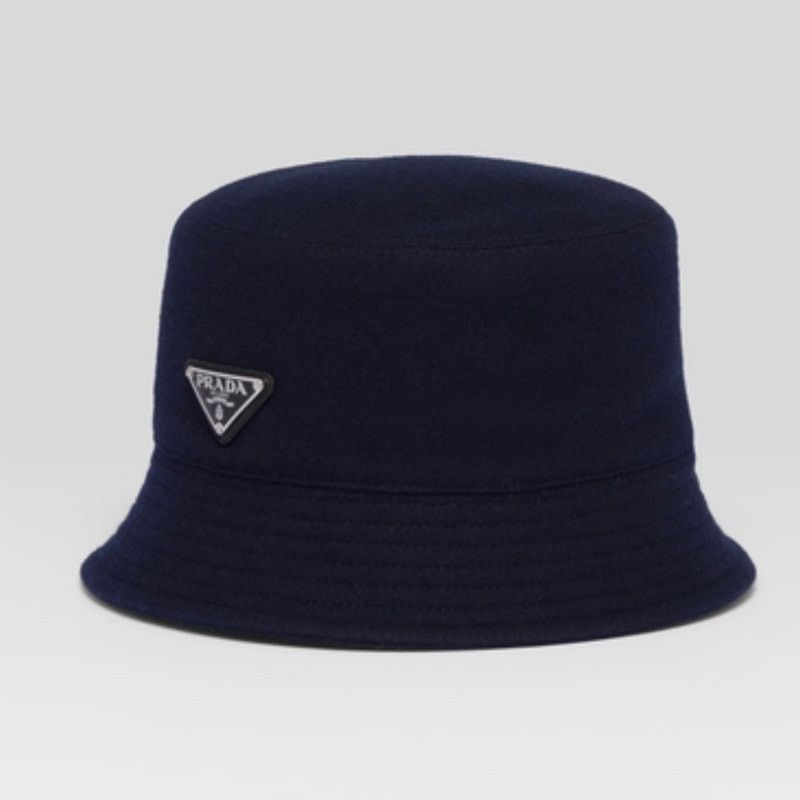 Prada PRADA Navy logo appliqued felt bucket hat L Size ONE SIZE - 5 Thumbnail