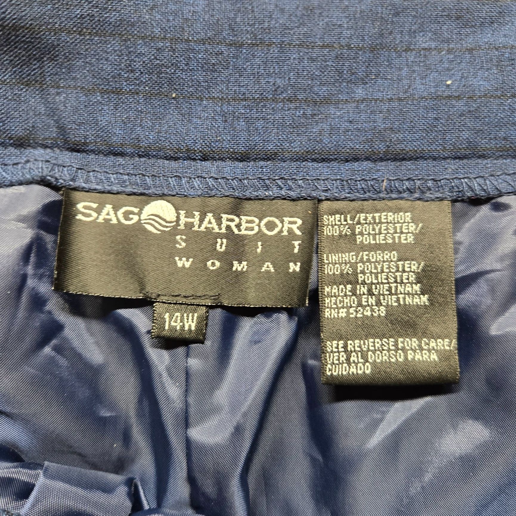 Vintage Sag Harbor Women's Pants Blue 14W Regular High Rise Casual Straight Full Length 14W Women's Sag Harbor Pants Blue Casual 14W Size 36" / US 14 / IT 50 - 3 Thumbnail