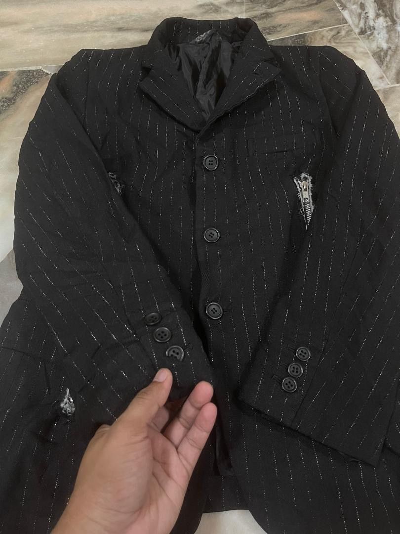 Comme des Garcons Comme des Garcons Punk Style Silver Stripe Casual Jacket Size US XS / EU 42 / 0 - 10 Thumbnail