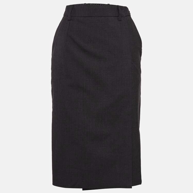 Prada PRADA Dark Grey Wool Pencil Skirt Size EU 44 Size 30" / US 8 / IT 44 - 1 Thumbnail