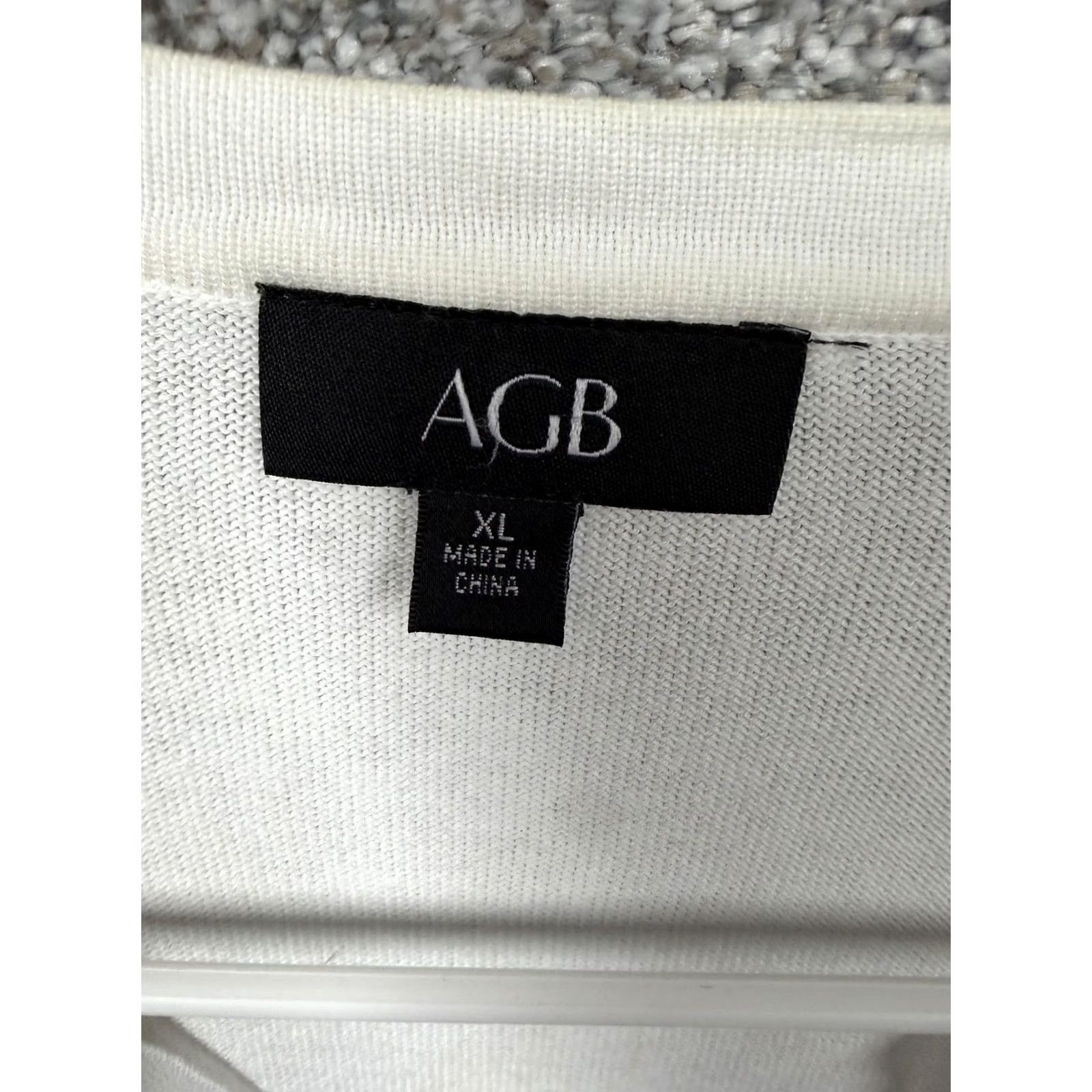 Vintage AGB Cardigan Sweater XL White Open-Front Lightweight Knit Ruffle Cuffed Long Sleeve Women Casual Workwear Spring Summer Vintage: No Size XL / US 12-14 / IT 48-50 - 5 Thumbnail