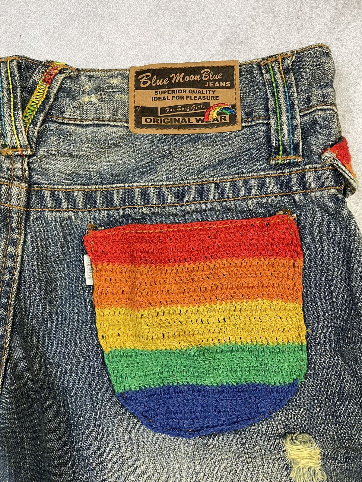 Angel Blue 2000s Scene Style Blue Moon Blue Denim Short Size 28" / US 6 / IT 42 - 8 Thumbnail