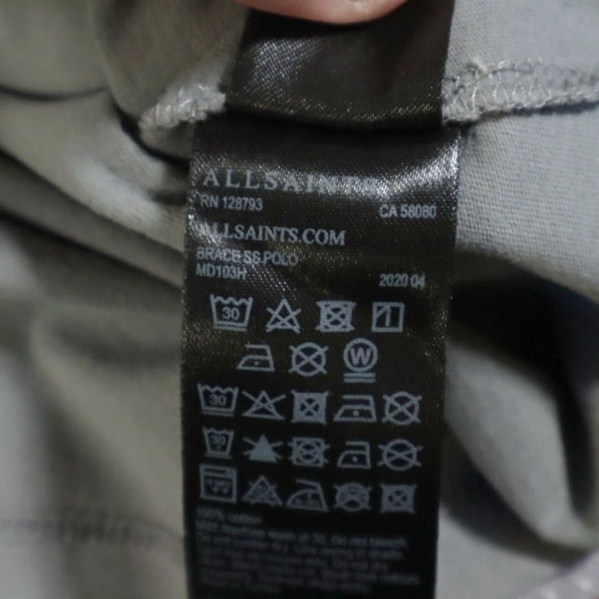 Allsaints Allsaints Brace SS Polo Shirt Cotton Solid Gray Men L Size US L / EU 52-54 / 3 - 7 Thumbnail