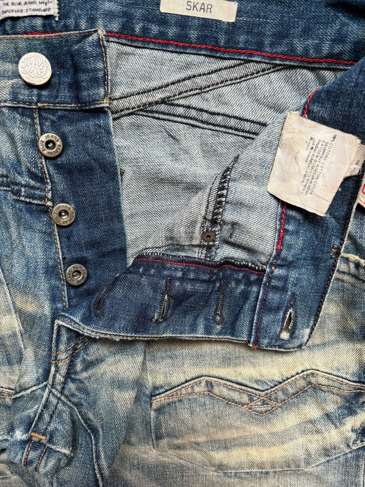 Replay Vintage Replay Skar Rusty Mud Wash Distressed Baggy Jeans Size US 32 / EU 48 - 3 Thumbnail