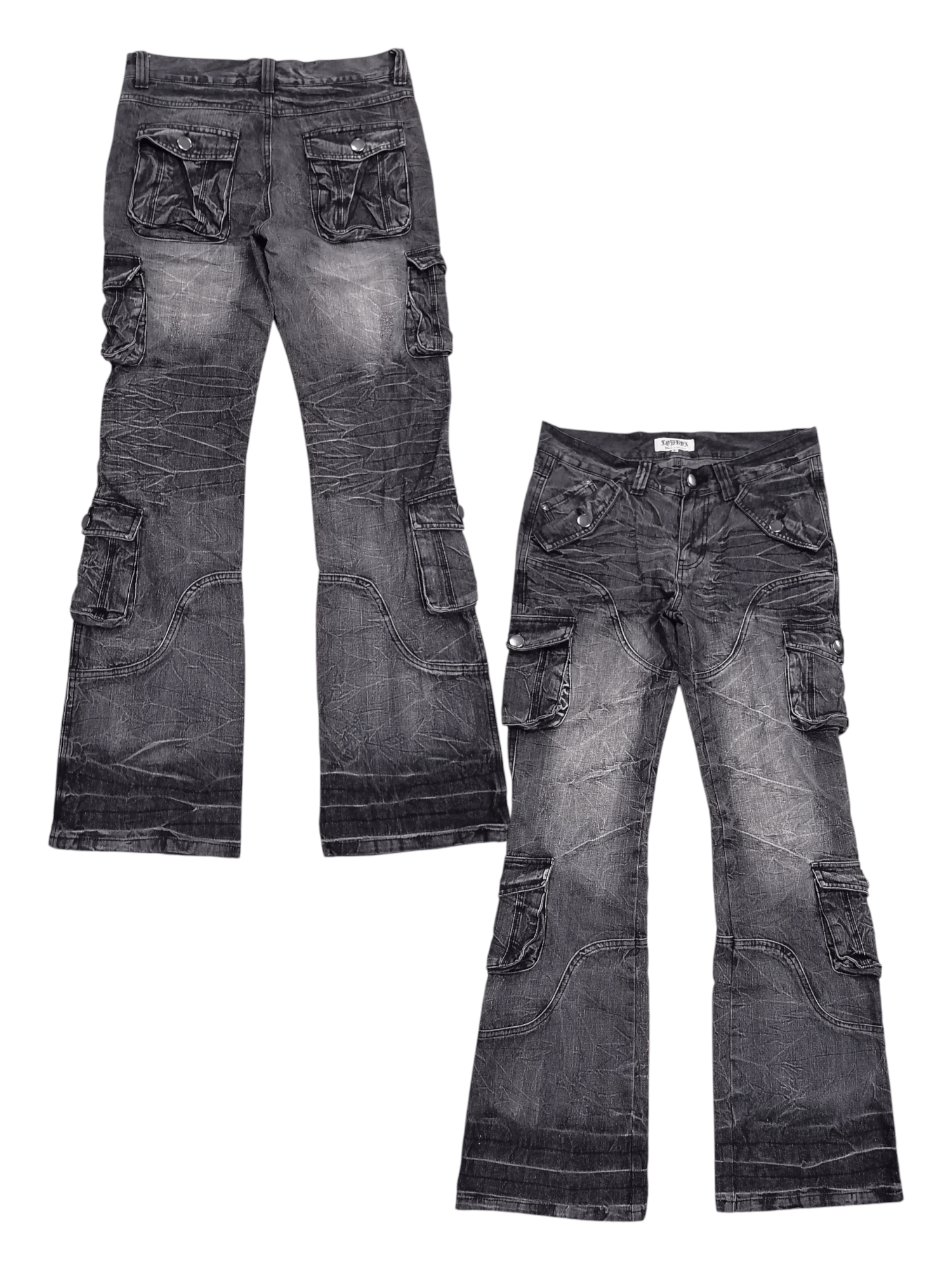 LOWBOX Flare Jeans Lowbox Claw Mark Fringe Multipocket Denim Pants Size US 32 / EU 48 - 1 Thumbnail