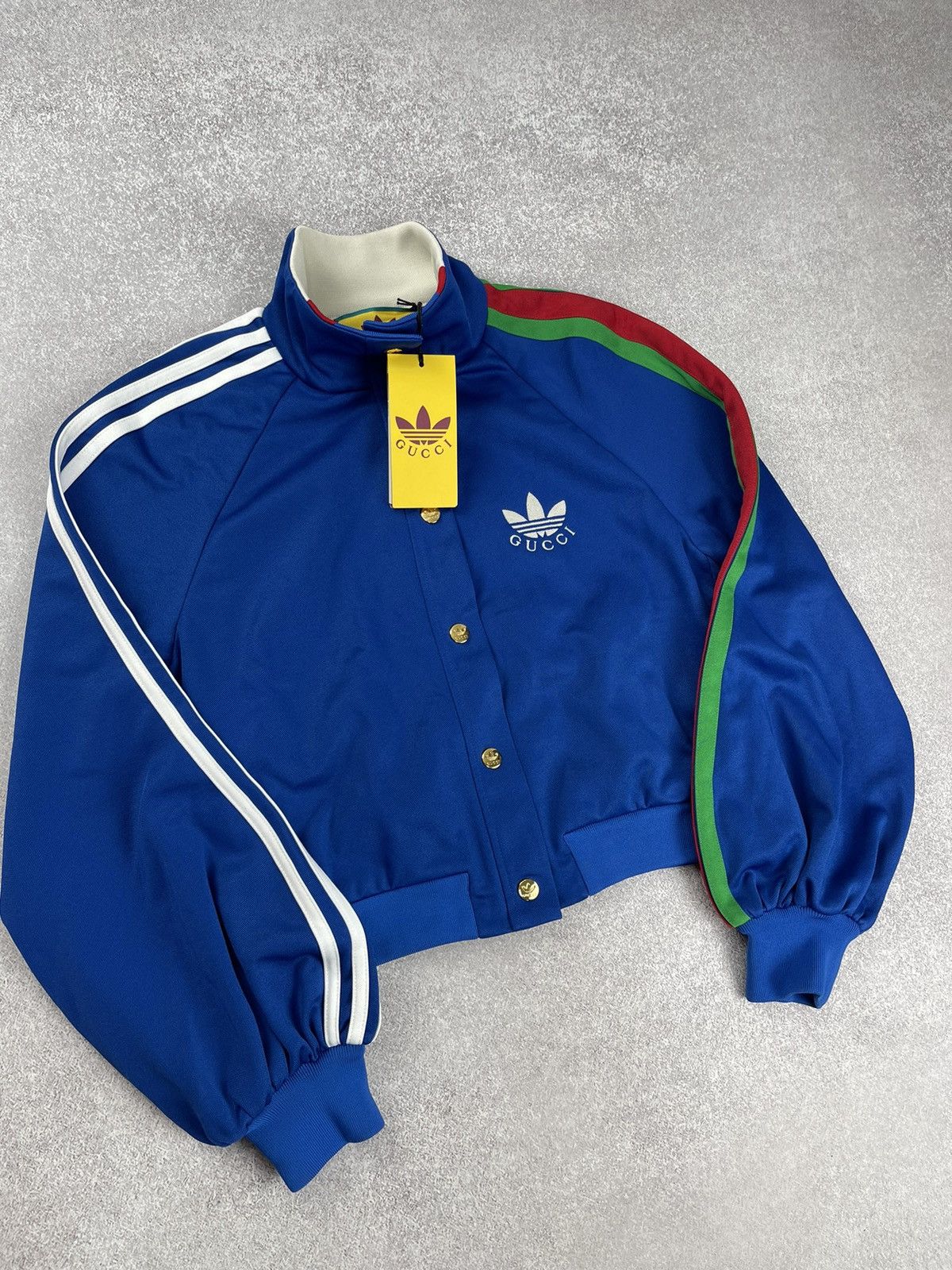 Adidas × Gucci Adidas x Gucci Cropped Jacket Cobalt Blue Size XS Size XS / US 0-2 / IT 36-38 - 1 Thumbnail