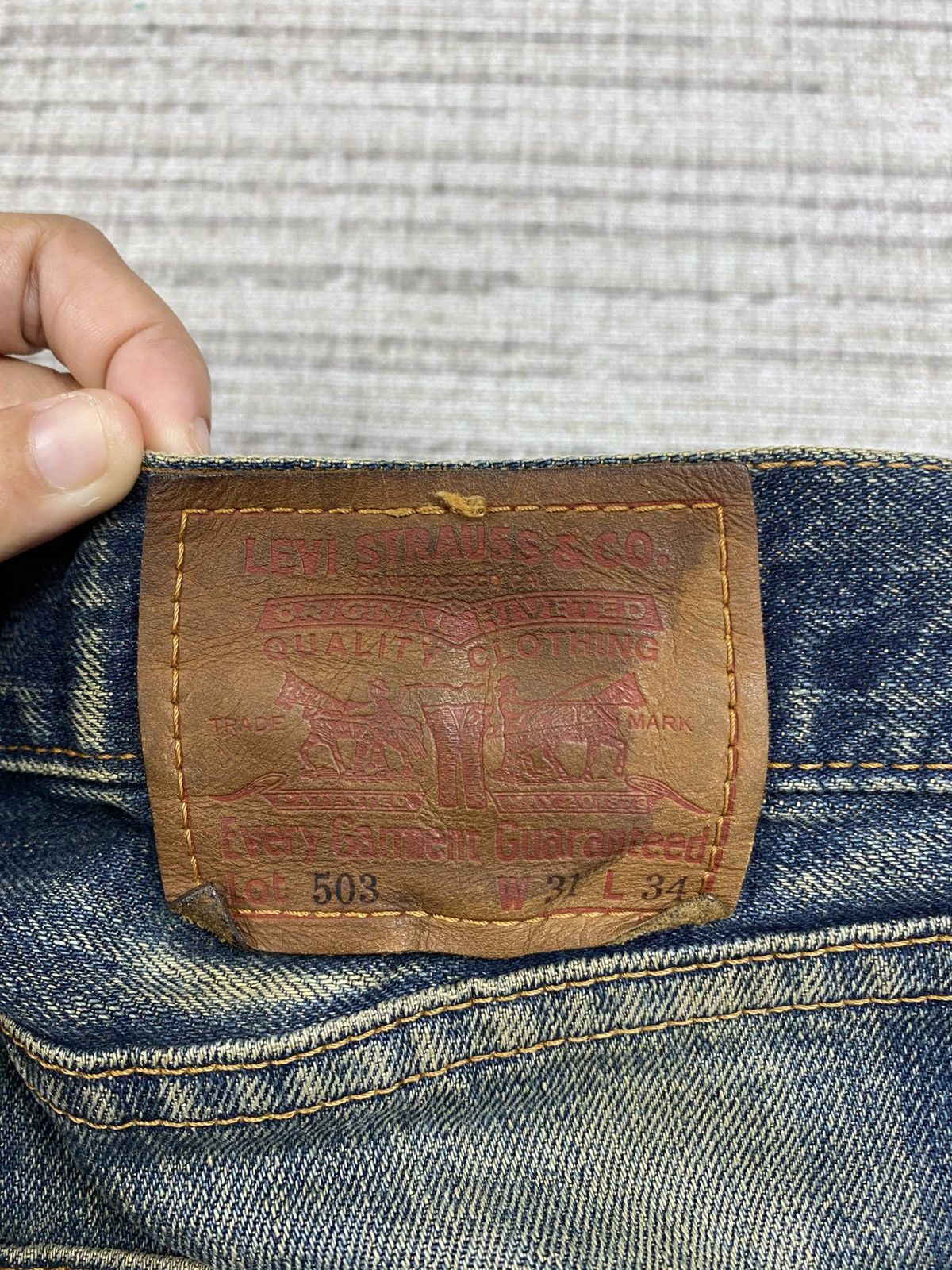 Levi's 🔥Vintage 90s Levi’s 503 Distressed Denim Mud Wash Jeans Size US 31 - 14 Thumbnail