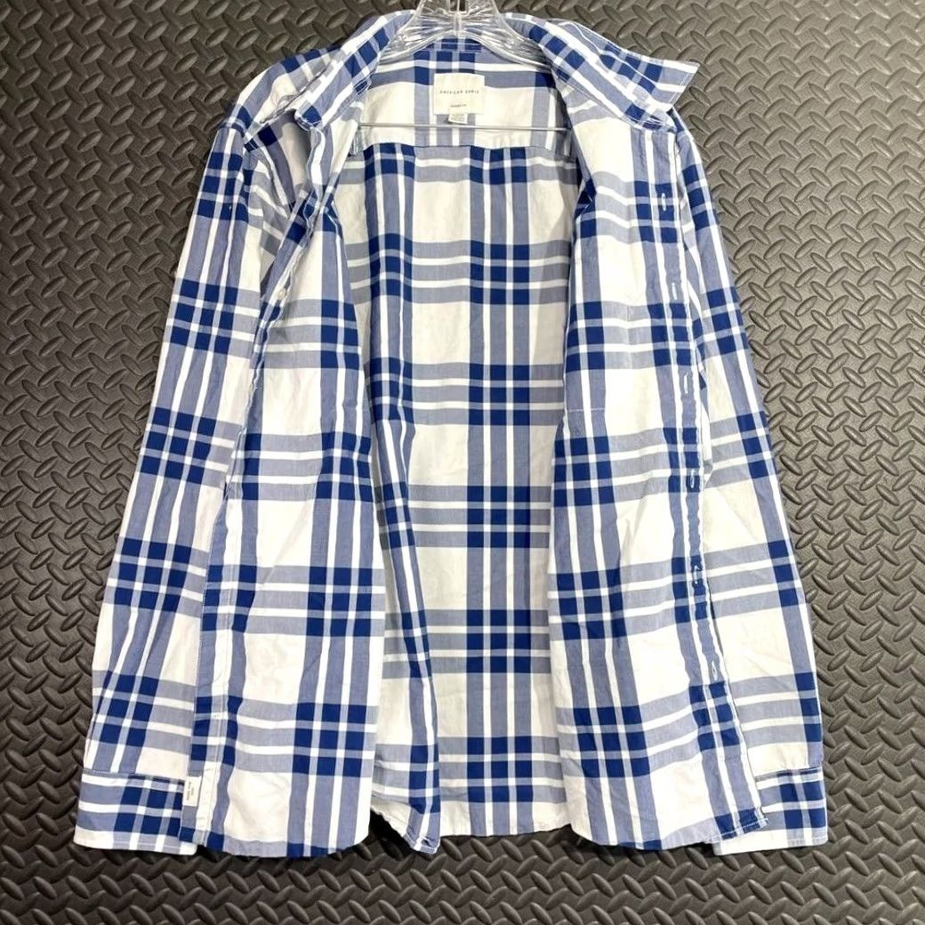 American Eagle Outfitters American Eagle Button Up Flannel Shirt Blue White Classic Fit Men XL Long Sleeve Casual Wear Size US XL / EU 56 / 4 - 2 Thumbnail