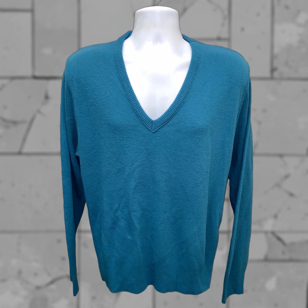 Vintage Bernette Mens Blue Acrylic USA Made V-Neck Sweater Size L Size US L / EU 52-54 / 3 - 1 Thumbnail