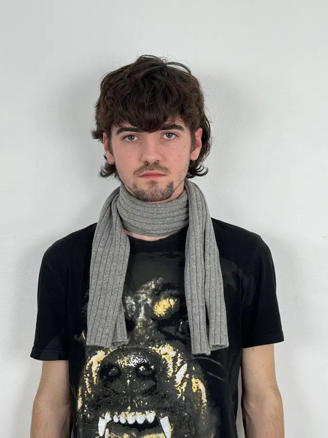 Dior 1990s Christian Dior Wool & Nylon Grey Knit Scarf Size ONE SIZE - 2 Thumbnail