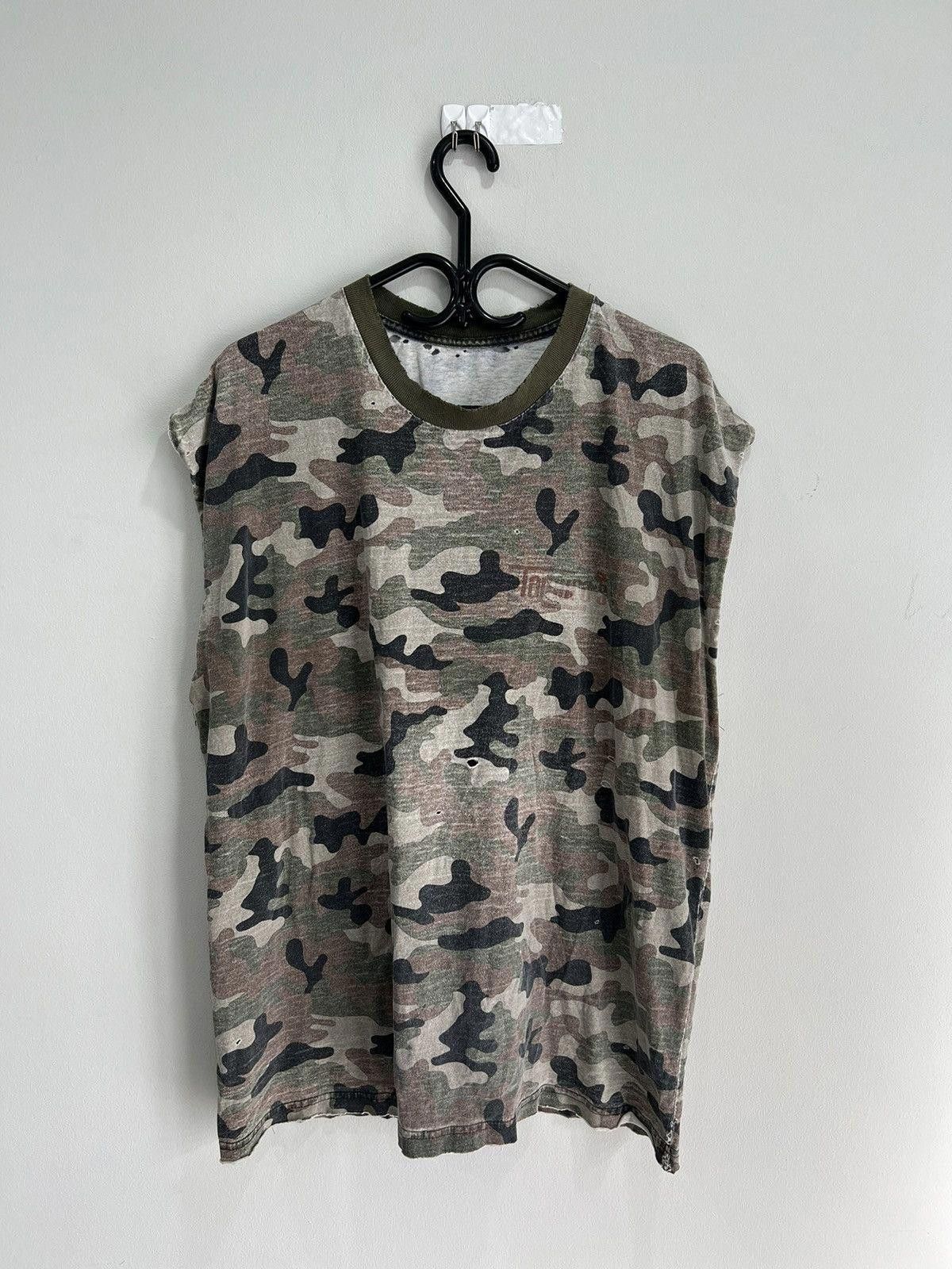 Vintage Vintage Camo Thrashed Sleeveless Shirt army Size US XL / EU 56 / 4 - 1 Thumbnail