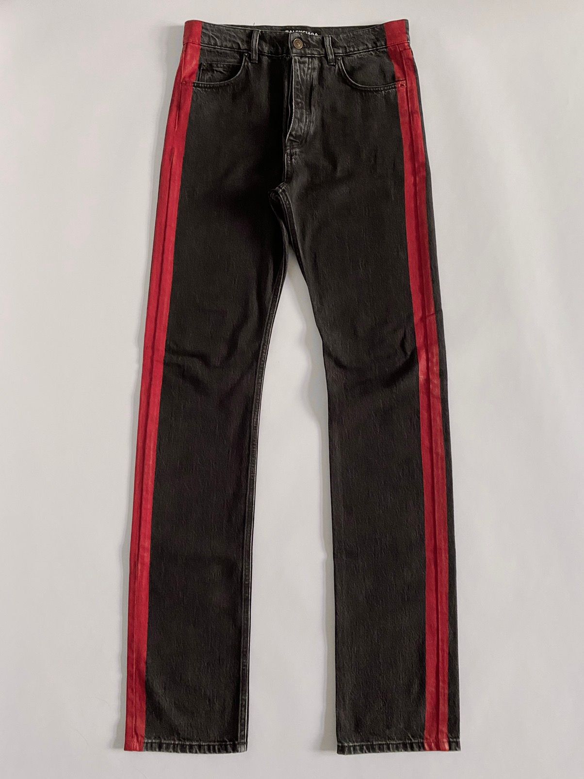 Pre-owned Balenciaga Ss17 Side Stripe Denim Jeans In Grey