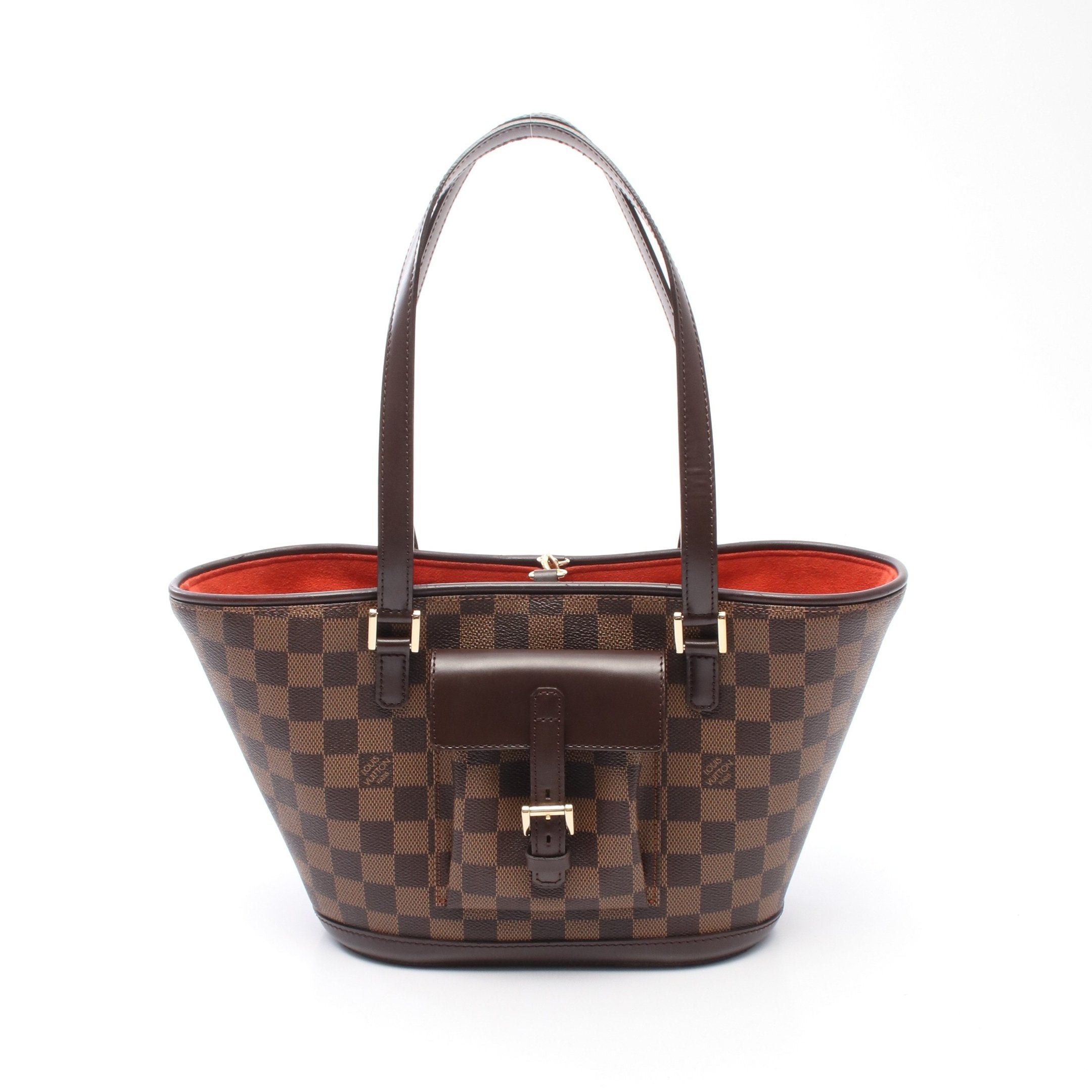 Louis Vuitton Manosque Pm Damier Ebene Shoulder Bag Tote Leather Brown, Women's