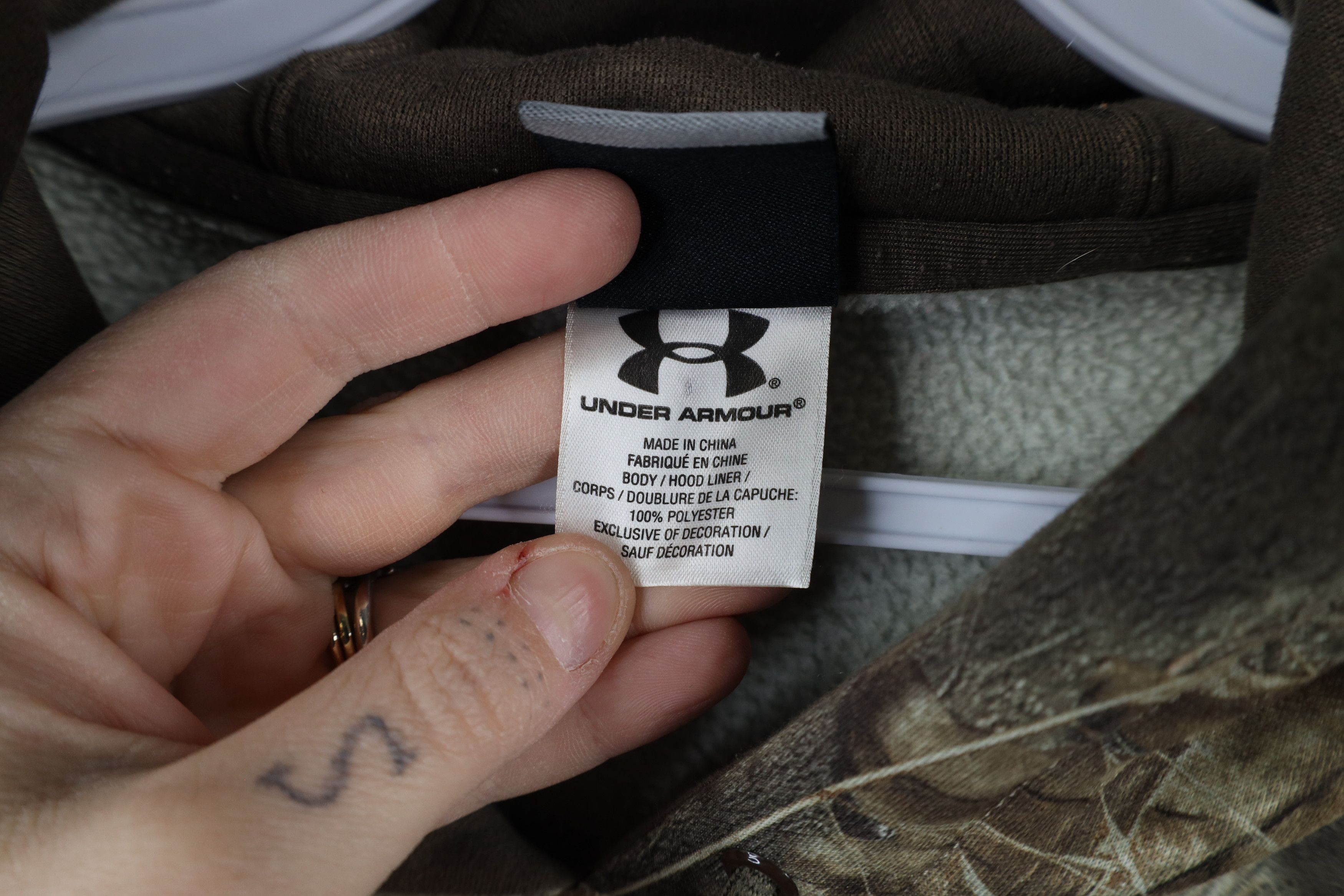 Under Armour × Vintage Under Armour Blind Mossy Oak Camouflage Hoodie Sweatshirt Size US L / EU 52-54 / 3 - 5 Thumbnail