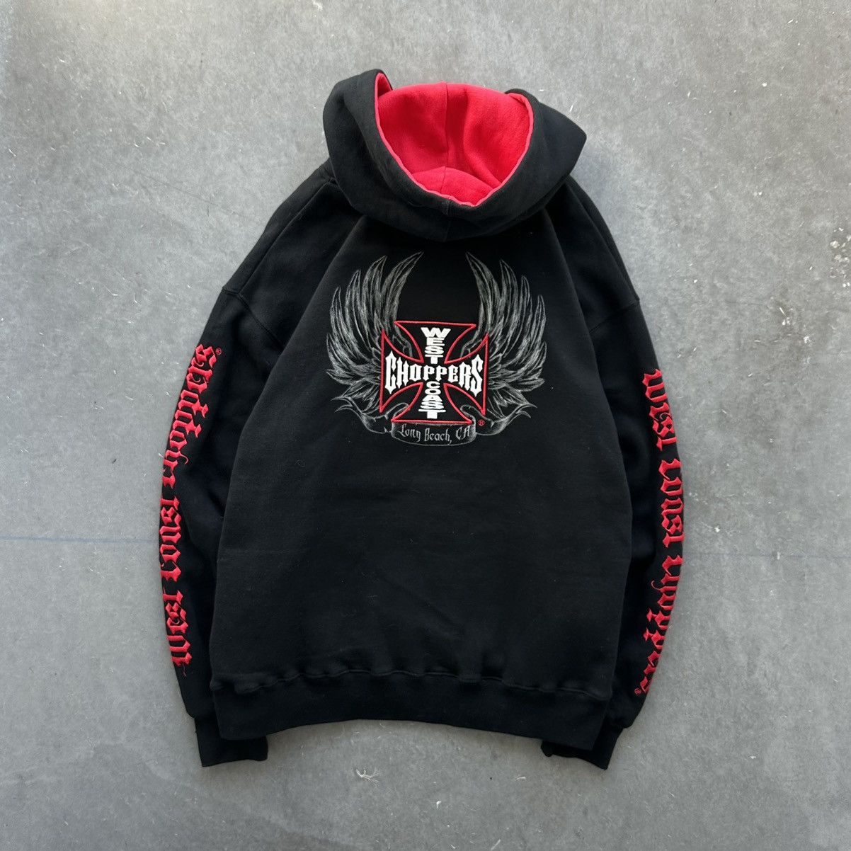 image of Harley Davidson x Jnco Crazy Vintage Y2K West Coast Choppers Hoodie Grunge Cyber in Black (Size Lar