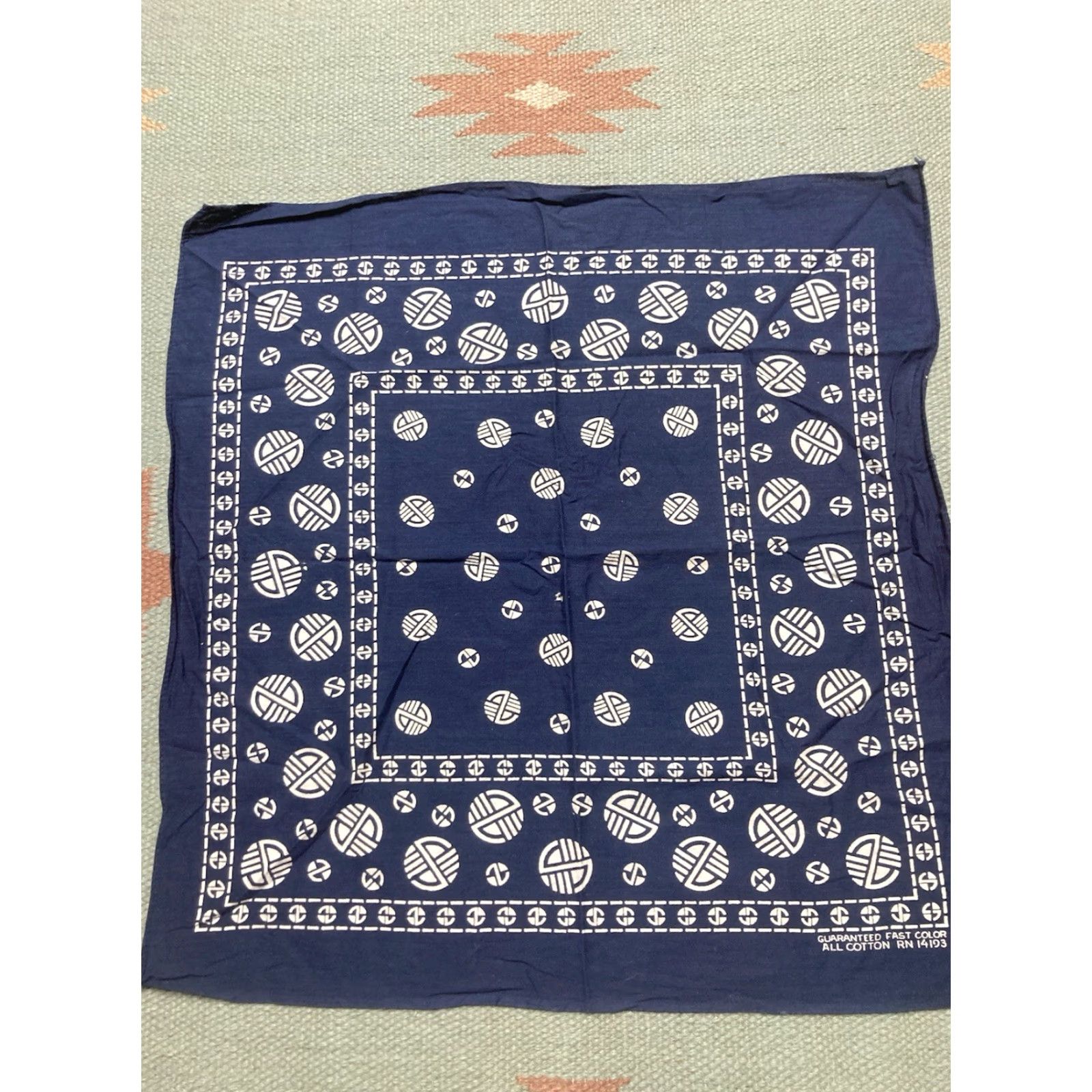 Vintage VINTAGE bandana handkerchief blue indigo selvedge cowboy workwear Size ONE SIZE - 3 Thumbnail