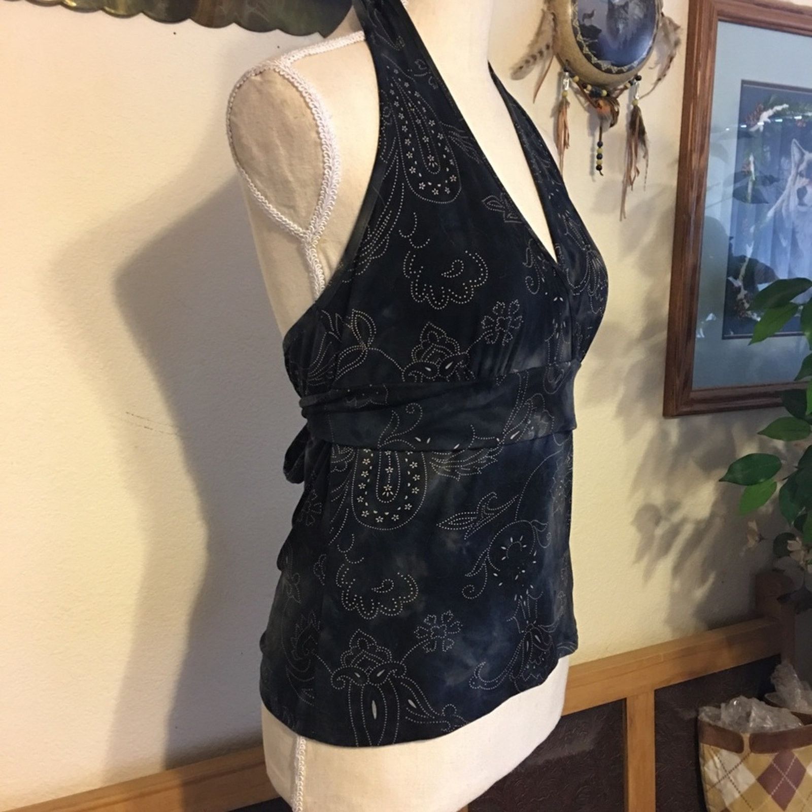 Other Agaci Too Gray floral fleur de lis halter top Size L / US 10 / IT 46 - 7 Thumbnail