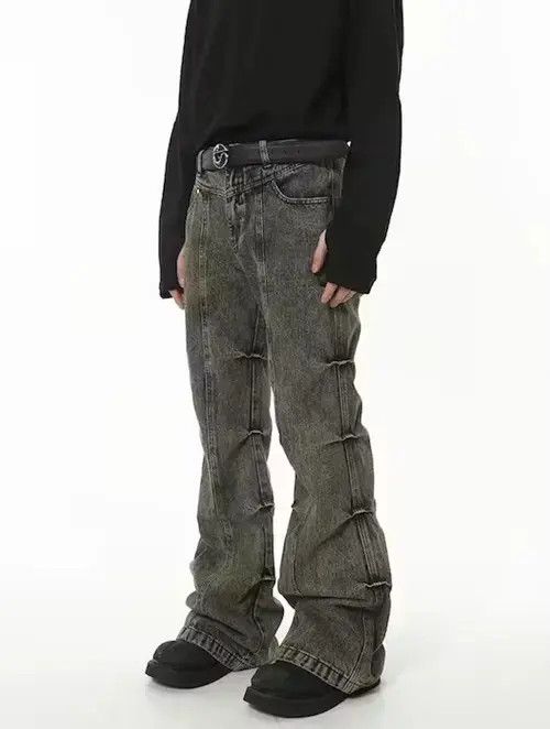 Jean Grunge Stack Washed Gray Denim Jeans Size US 32 / EU 48 - 1 Thumbnail