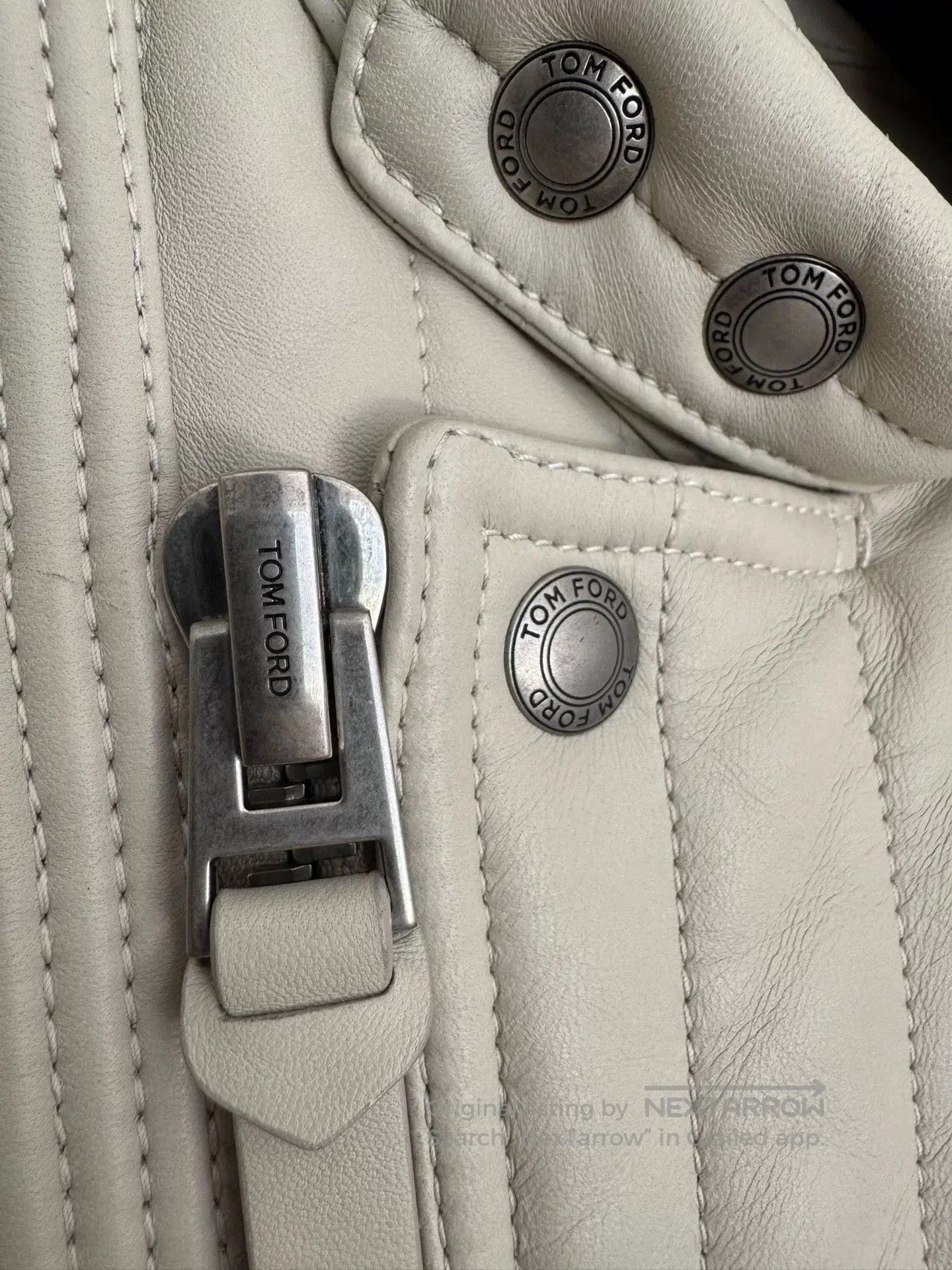 Tom Ford Rare White Leather Quilted Jacket. Size US S / EU 44-46 / 1 - 5 Thumbnail