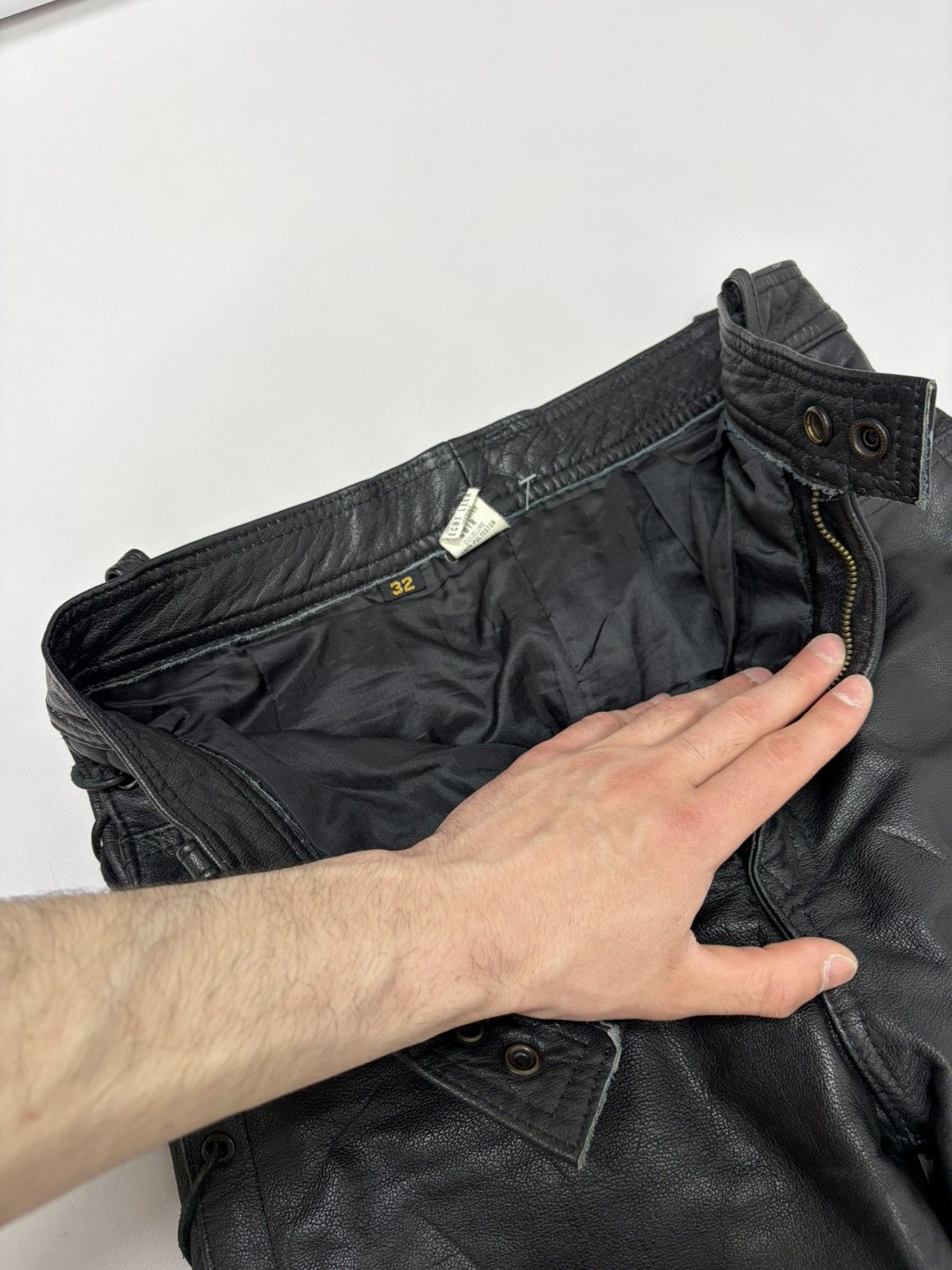 Hedi Slimane 🔥 Vintage Leather Pants 00s Italian Rock Noir Archive Grunge Size US 29 - 18 Thumbnail