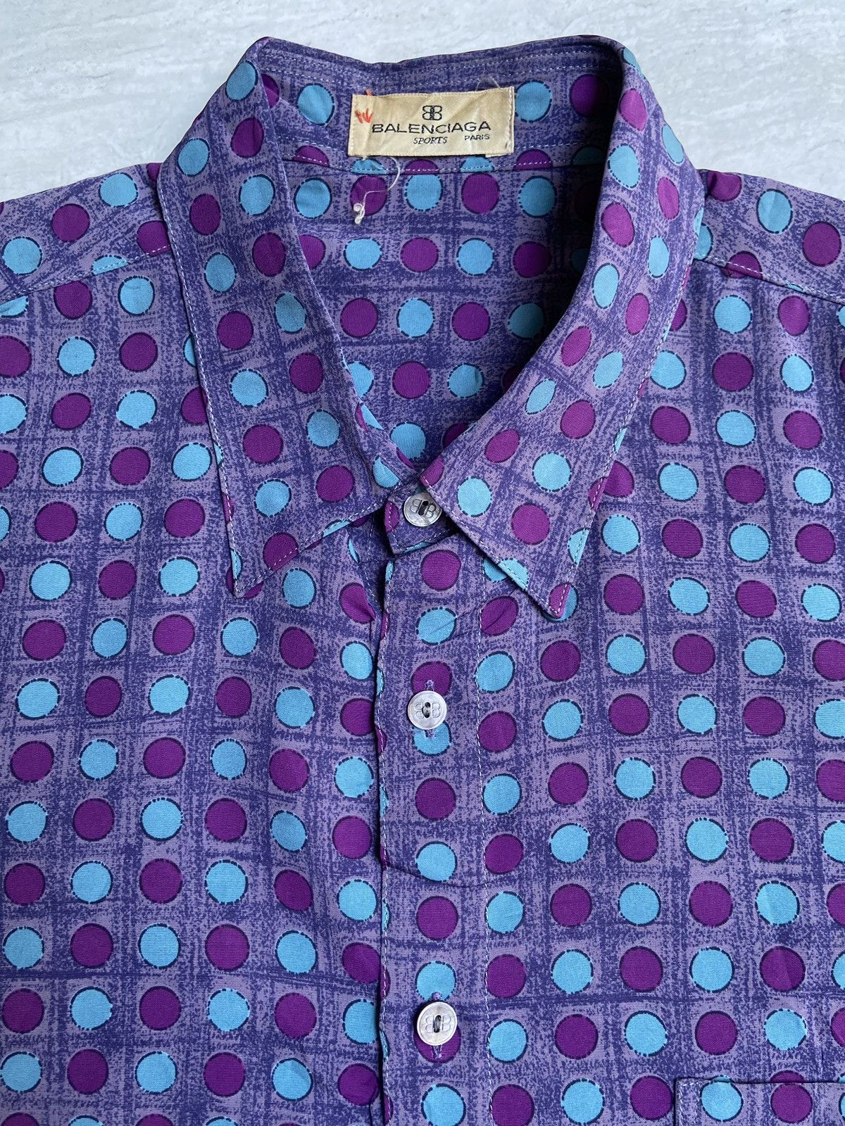 Balenciaga BALENCIAGA Purple Polkadot Patterned Shirt Size US L / EU 52-54 / 3 - 11 Thumbnail