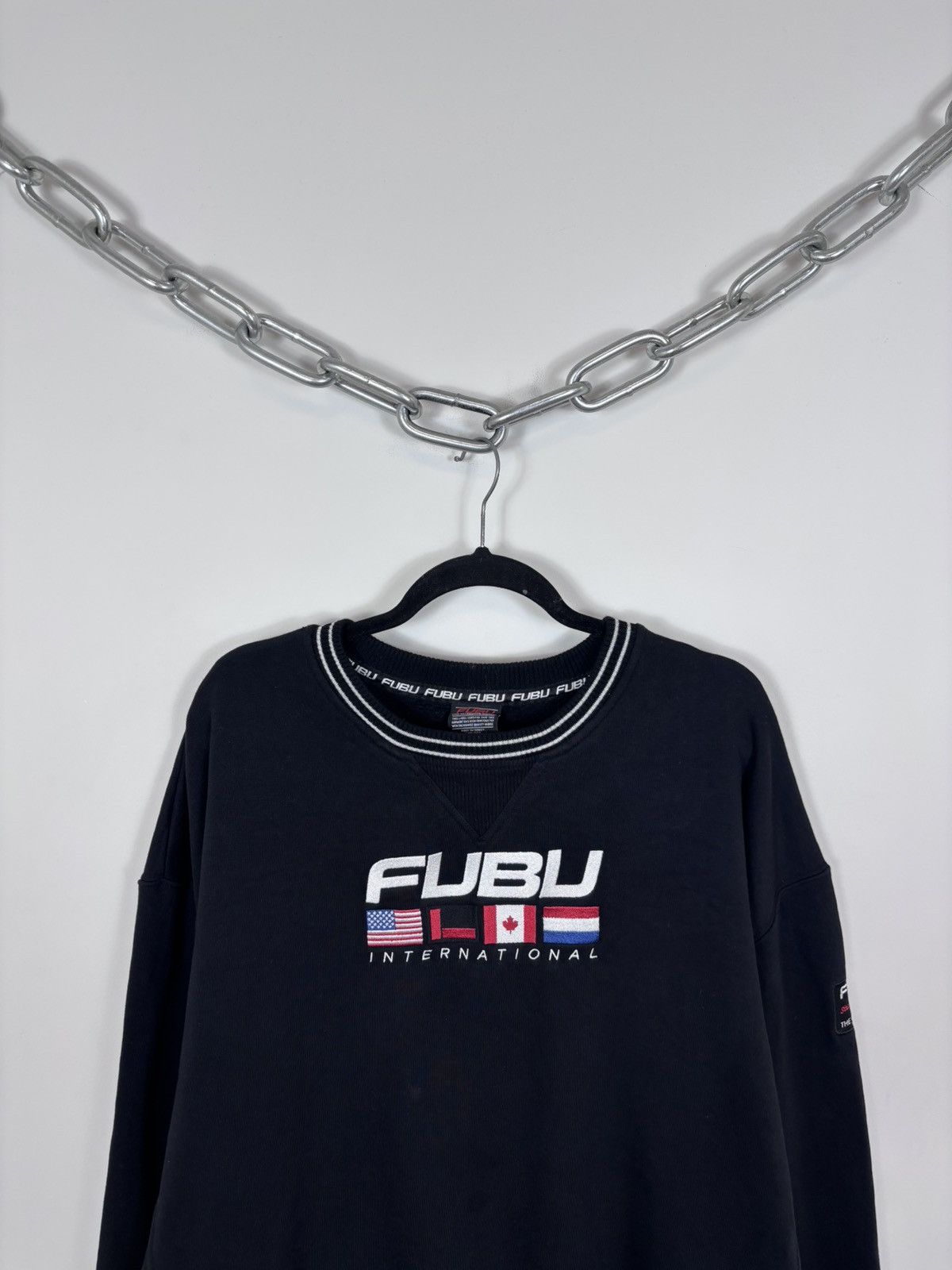 Fubu Fubu International Big Embroidered Logo Black Sweatshirt Size US XL / EU 56 / 4 - 2 Thumbnail