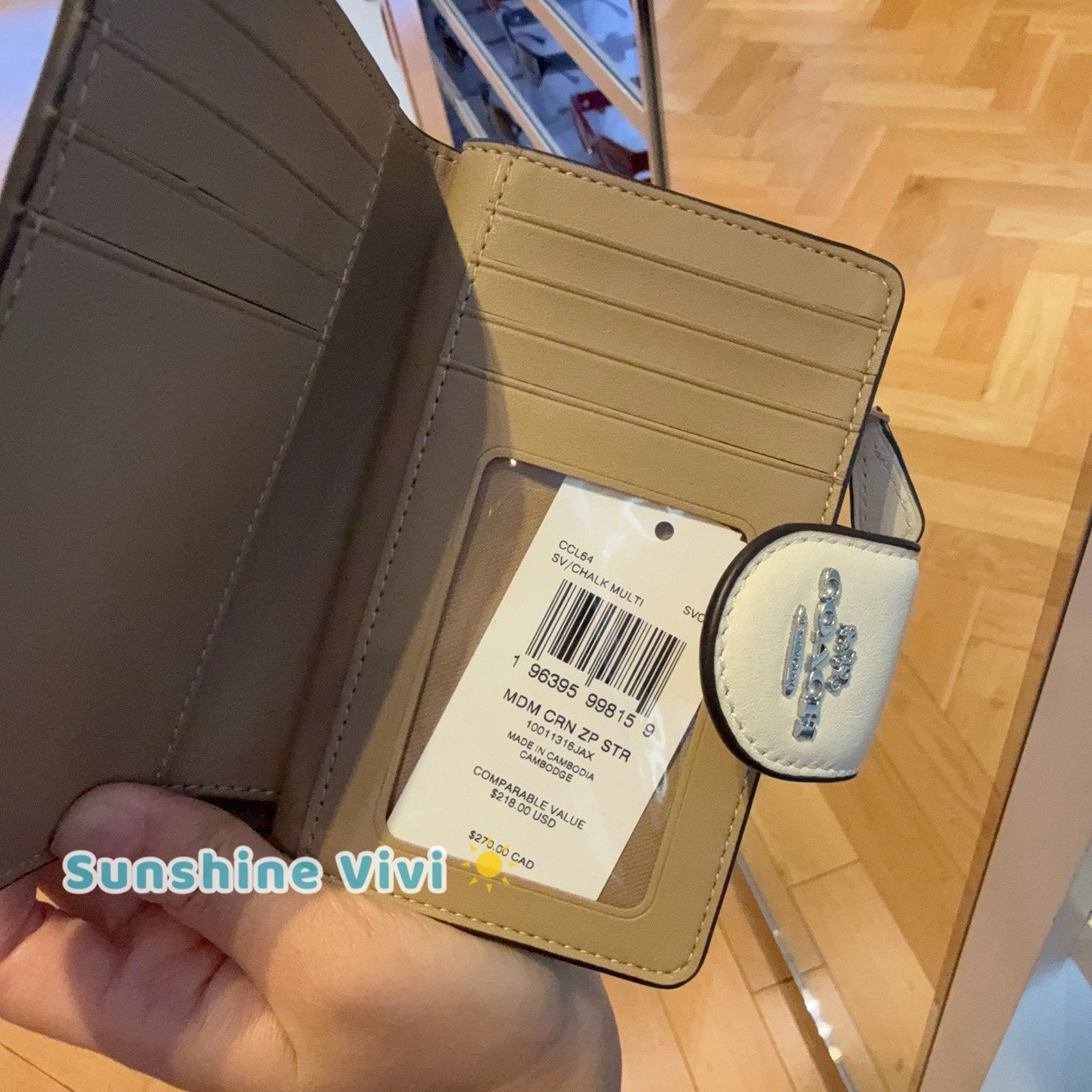 Coach NWT Coach Medium Corner Zip Wallet Star CCL64 Silver Chalk Size ONE SIZE - 5 Thumbnail