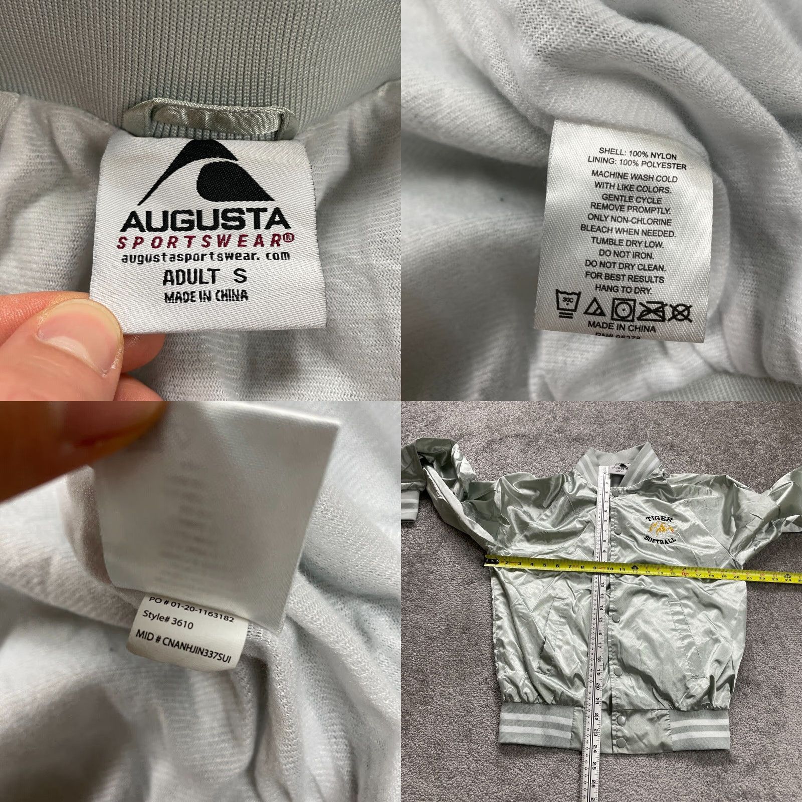 Augusta Sportswear Augusta Sportswear Silver Bomber Jacket Mens Small Nylon Zip Mid-Length 42 in Chest Sports Softball Size US S / EU 44-46 / 1 - 8 Thumbnail