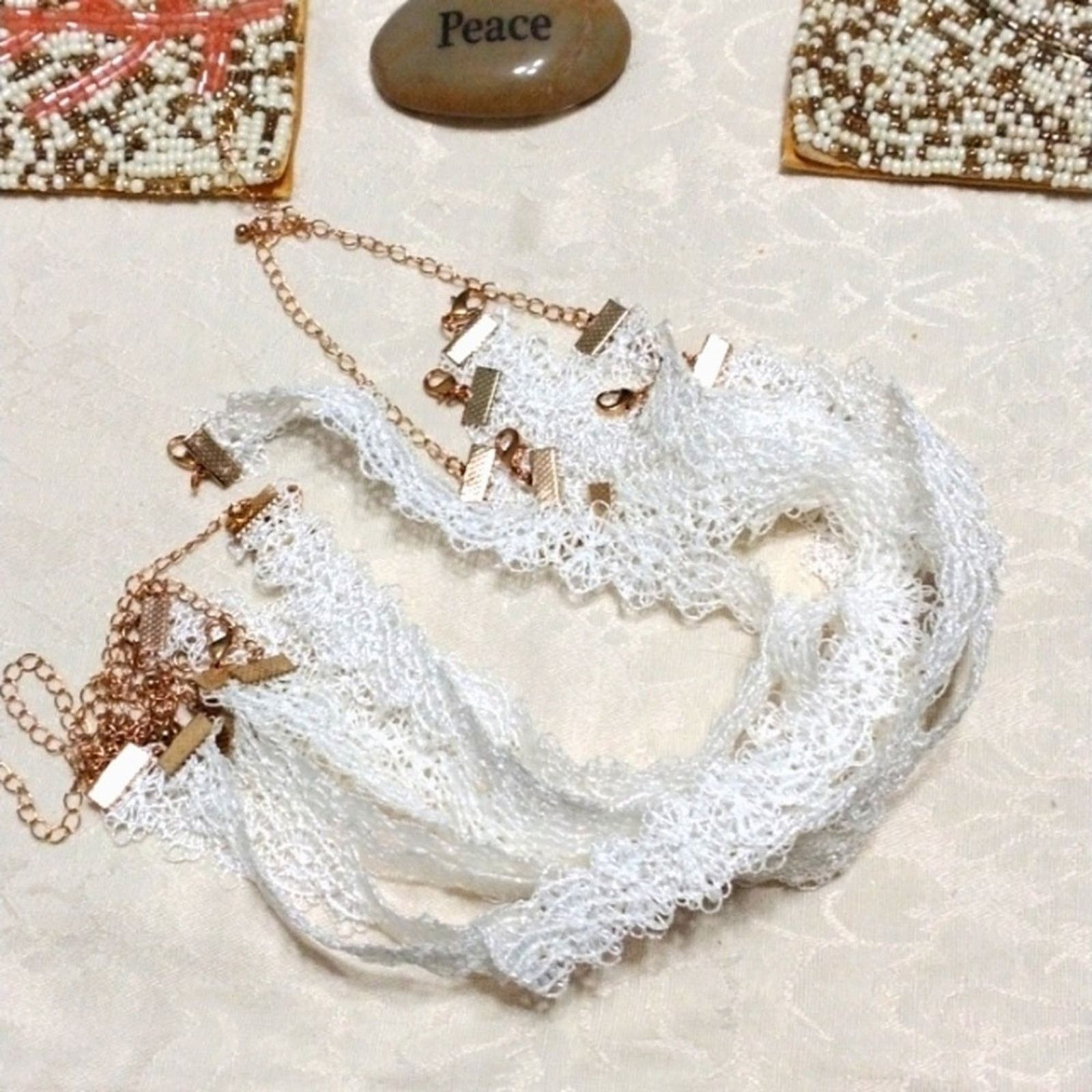Other Eyelet Lace Choker Necklace WHITE Wedding Bridal Romantic Size ONE SIZE - 10 Thumbnail