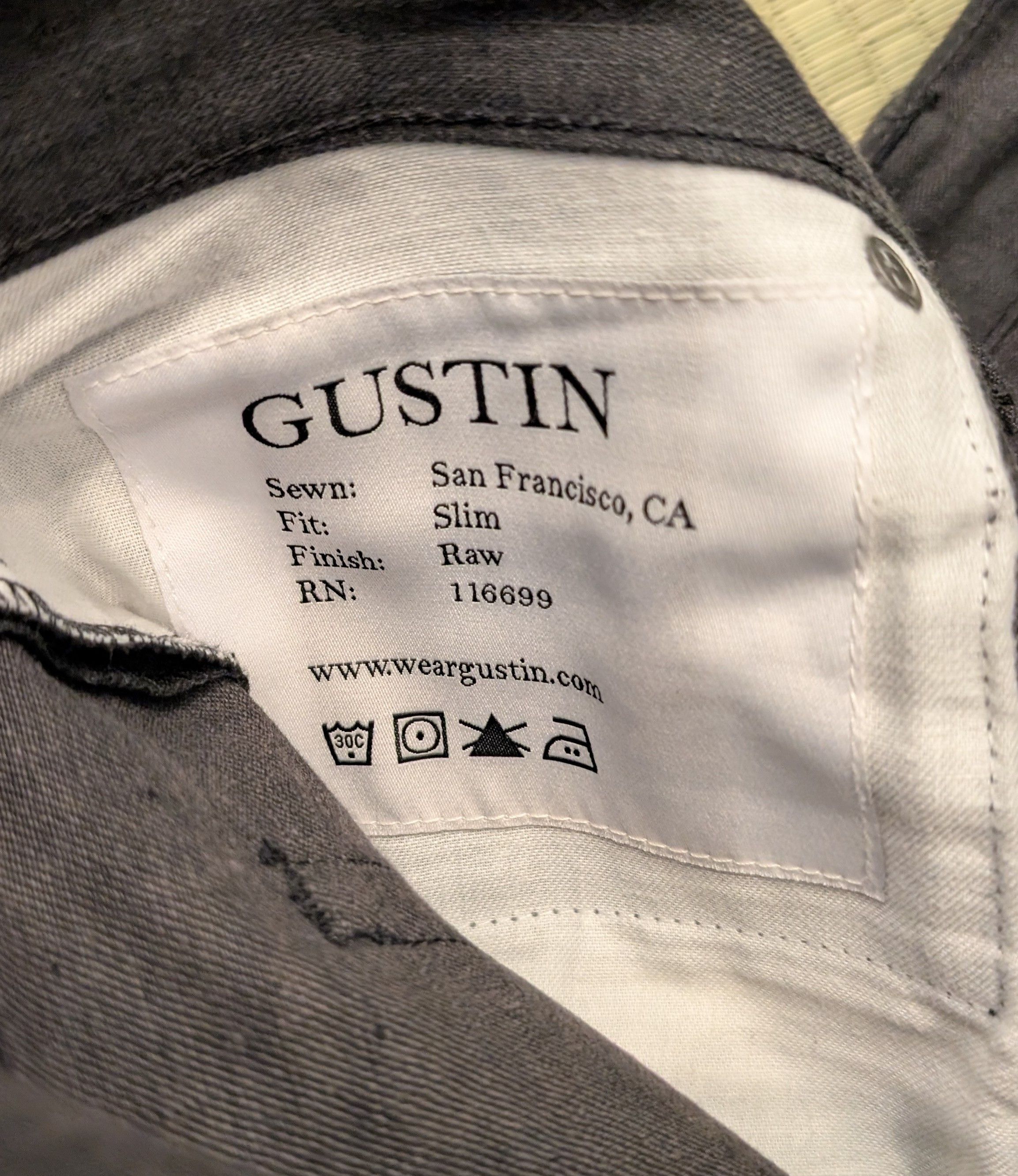 Gustin Gustin Black Selvedge Red ID Slim Denim Jeans Made in USA Size US 32 / EU 48 - 3 Thumbnail