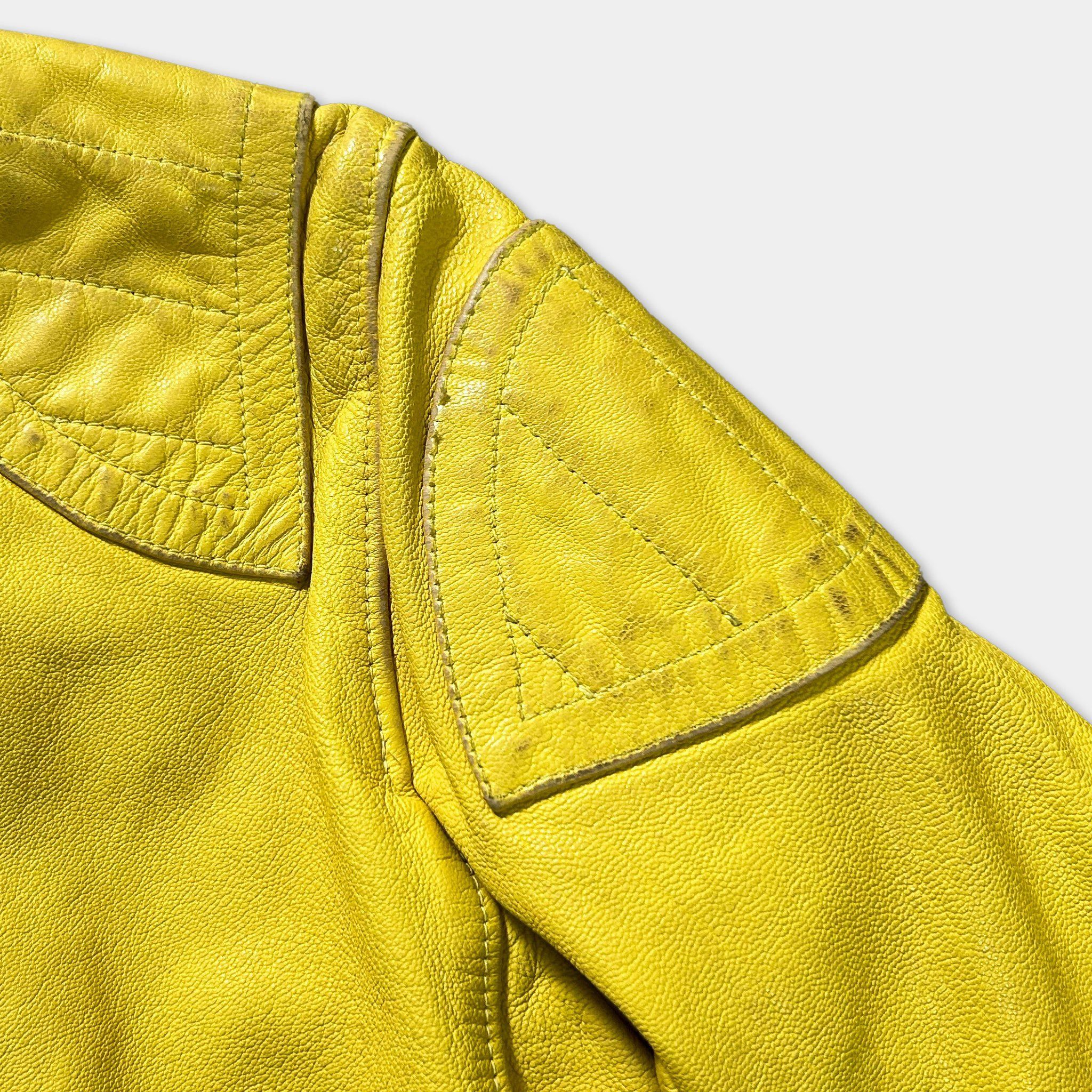 Dolce & Gabbana Dolce & Gabbana 00's Yellow Leather Padded Jacket Size US S / EU 44-46 / 1 - 3 Thumbnail